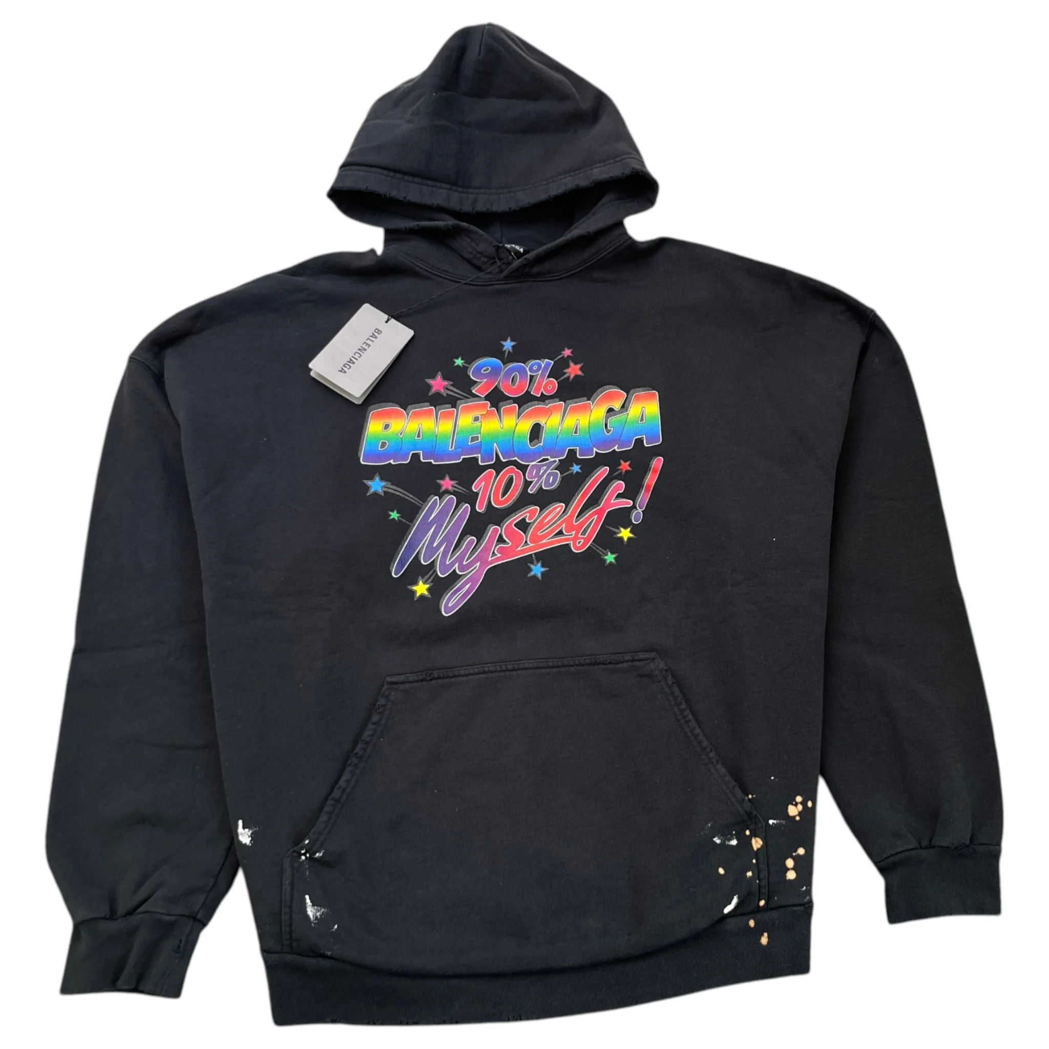 90/10 Logo Print Hoodie Black Size M