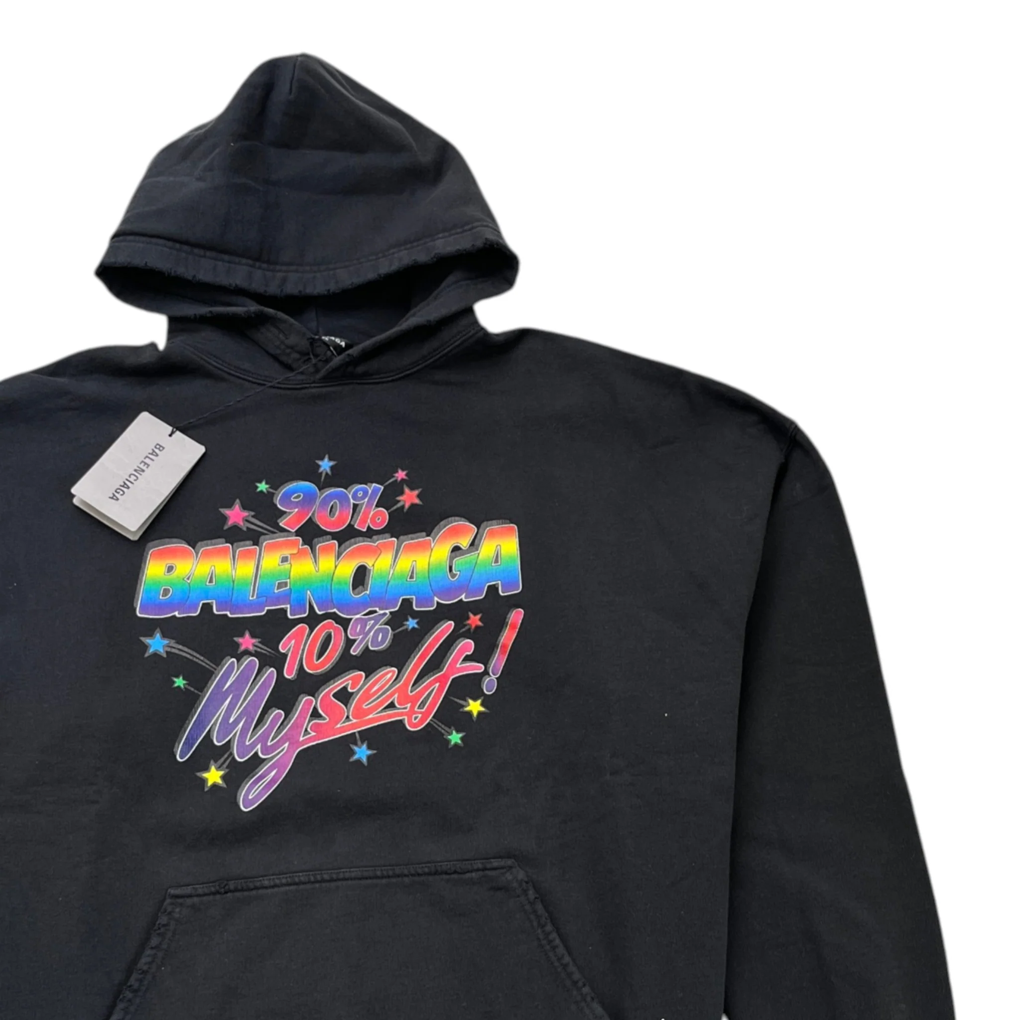 90/10 Logo Print Hoodie Black Size M - Image 3