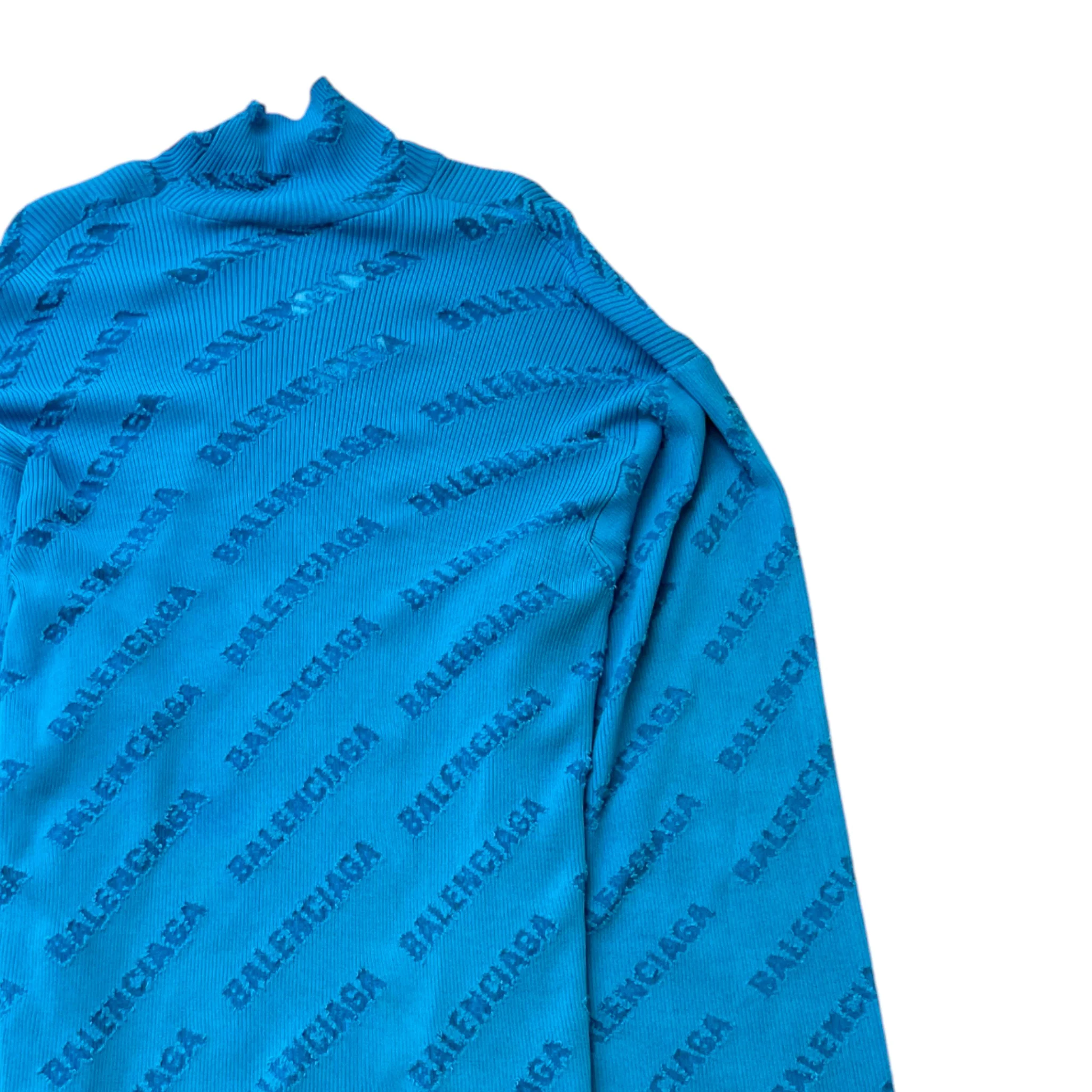 All Over Logo Print Long Sleeve T-Shirt Blue Size S - Image 4