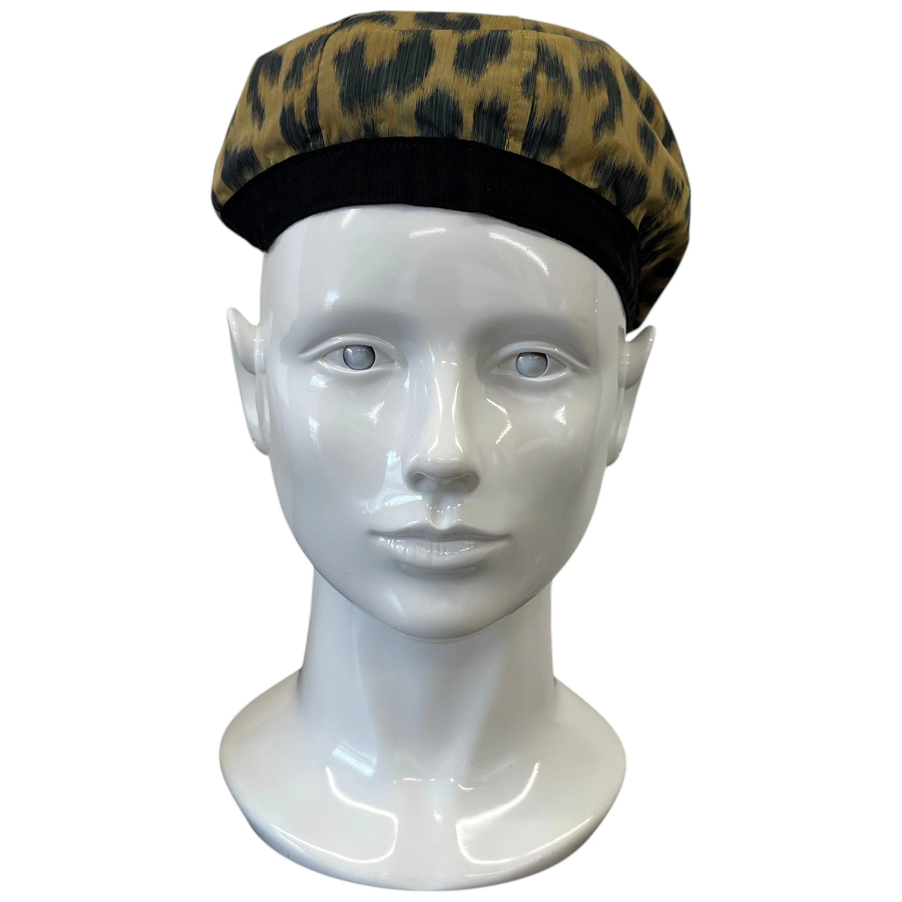 Leopard Printed Beret Hat Black - Image 2