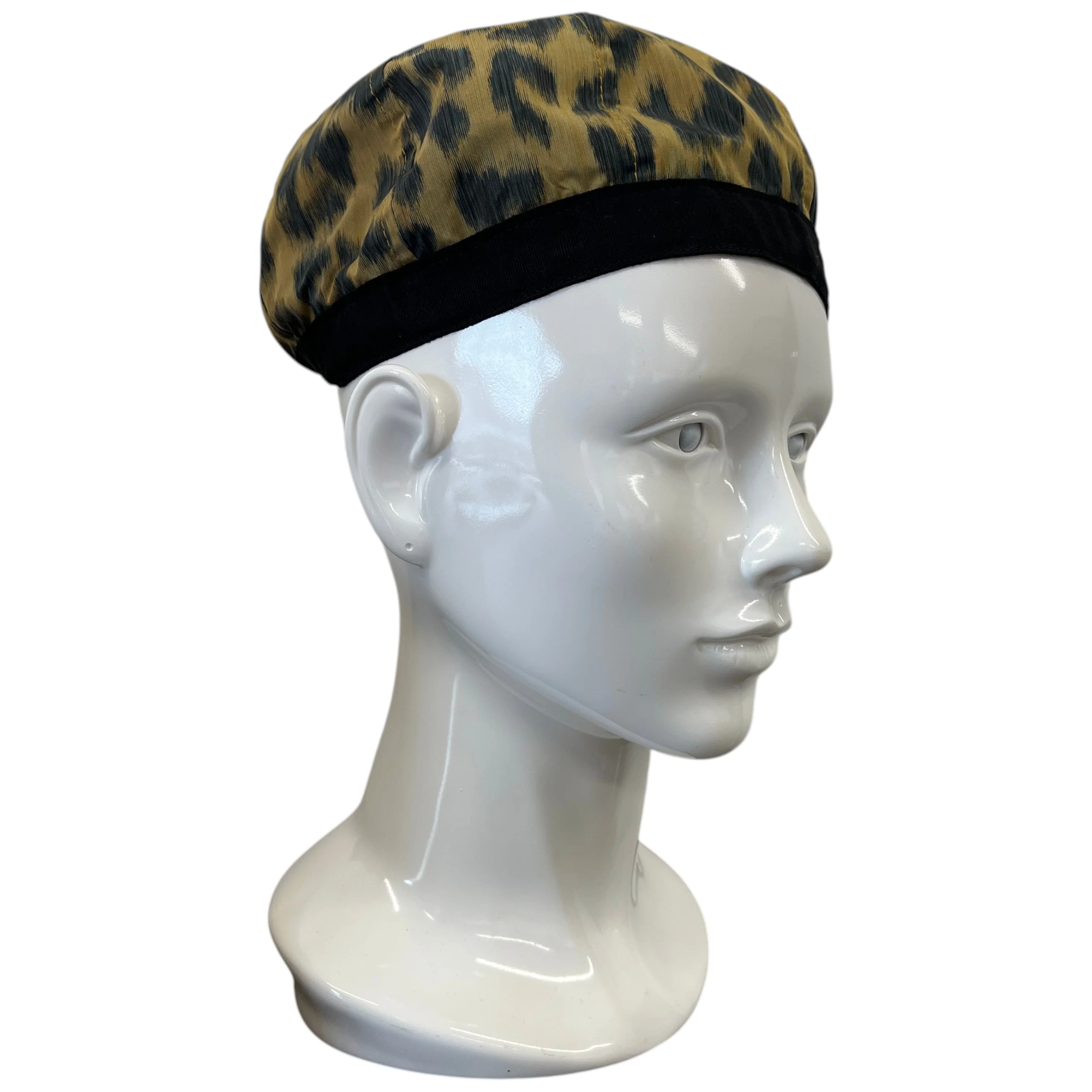 Leopard Printed Beret Hat Black - Image 3