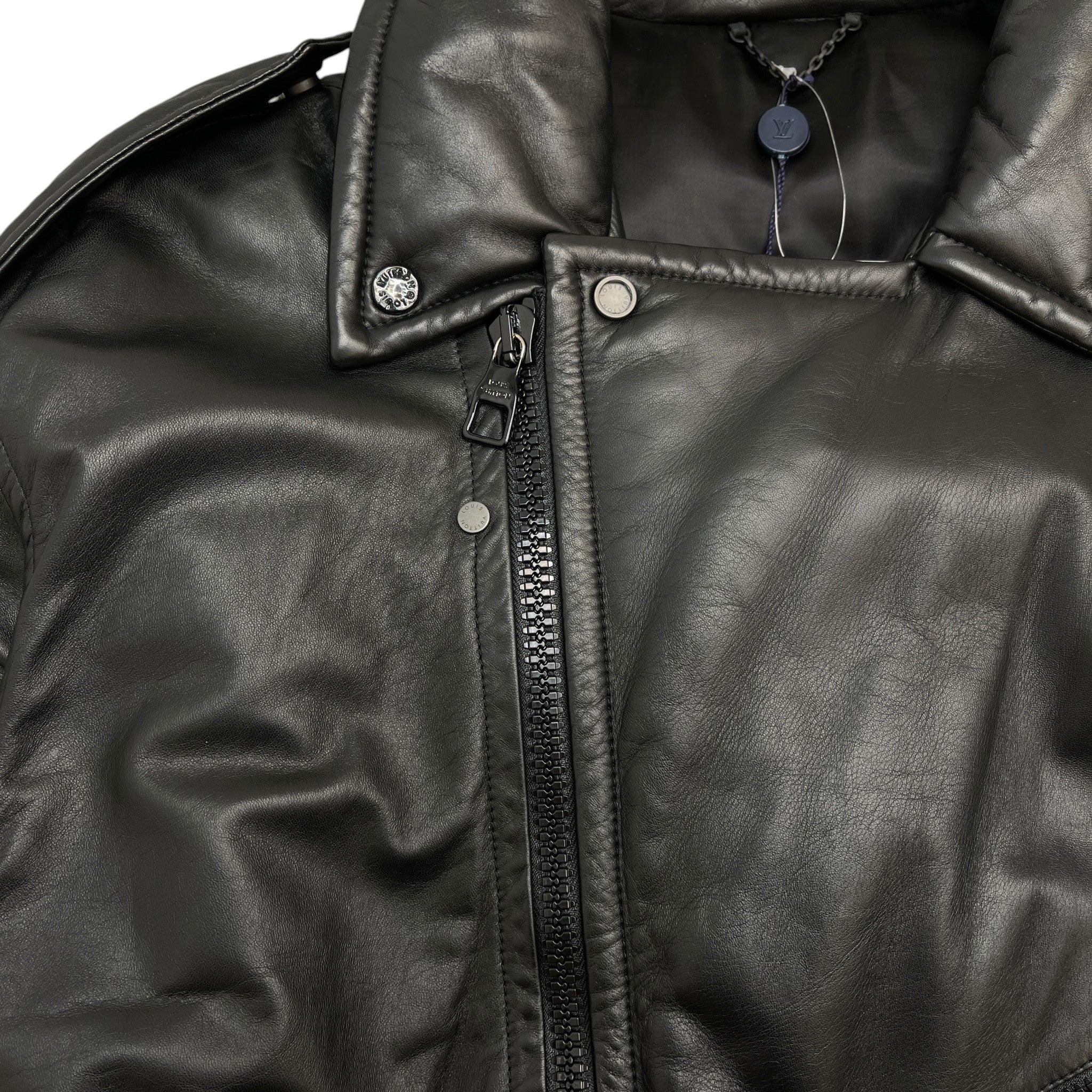 Men's 2021 Lamb Leather Moto Jacket Black Size IT 58 / XXXXL - Image 10
