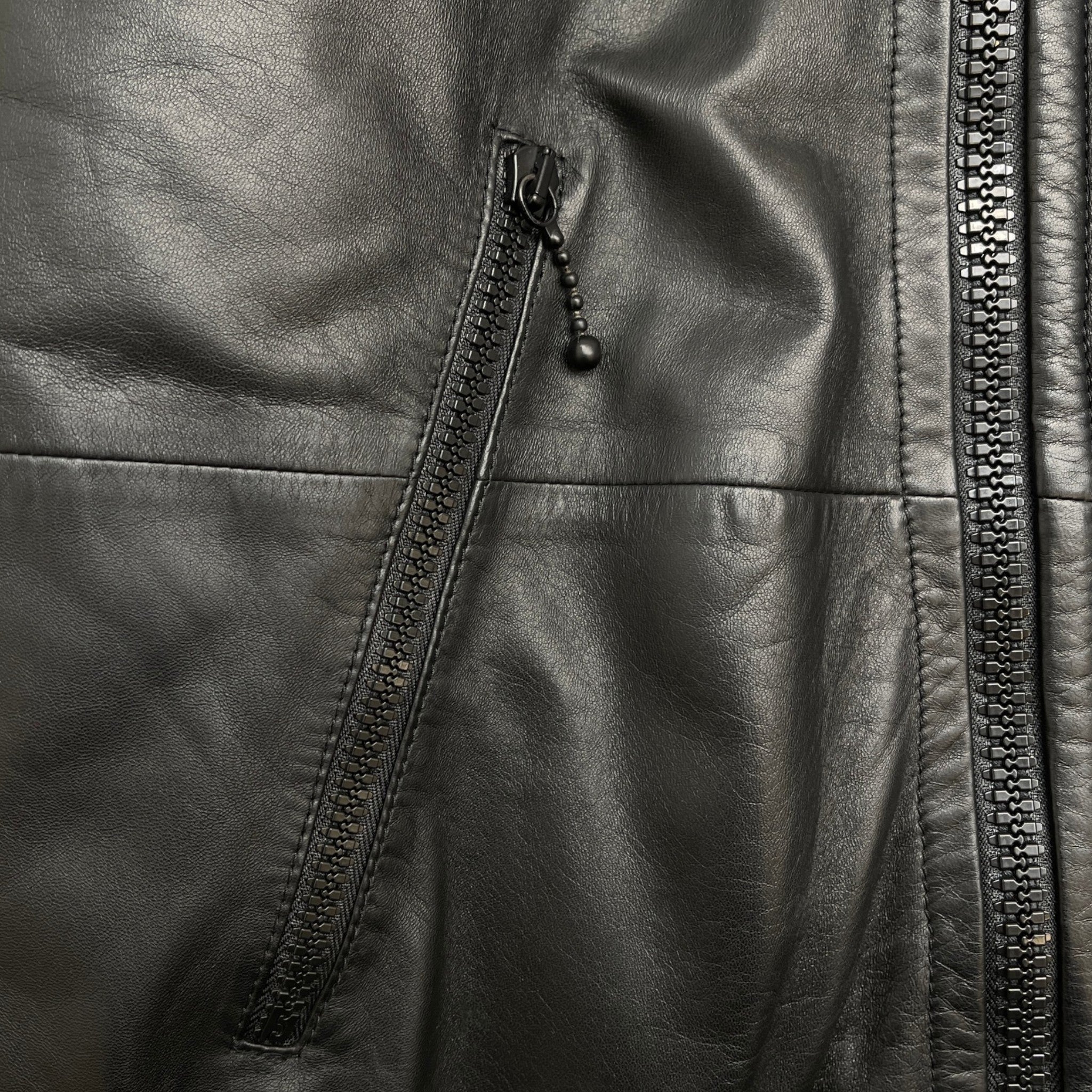 Men's 2021 Lamb Leather Moto Jacket Black Size IT 58 / XXXXL - Image 11