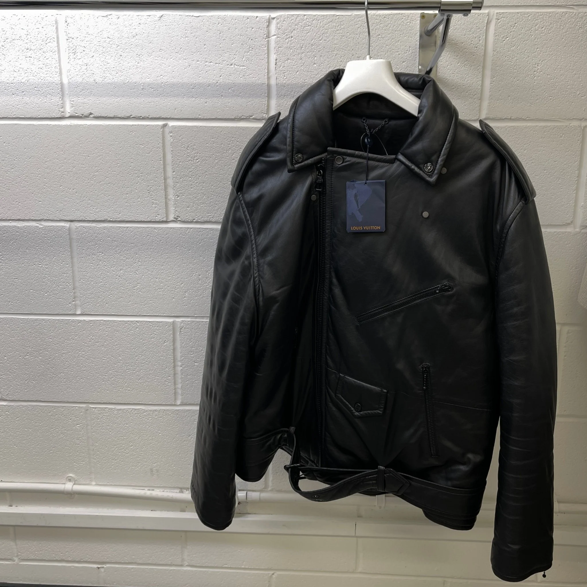 Men's 2021 Lamb Leather Moto Jacket Black Size IT 58 / XXXXL - Image 16