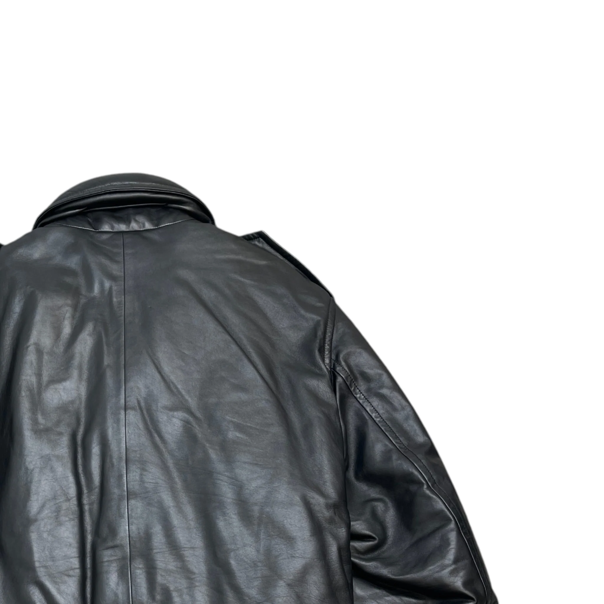 Men's 2021 Lamb Leather Moto Jacket Black Size IT 58 / XXXXL - Image 4