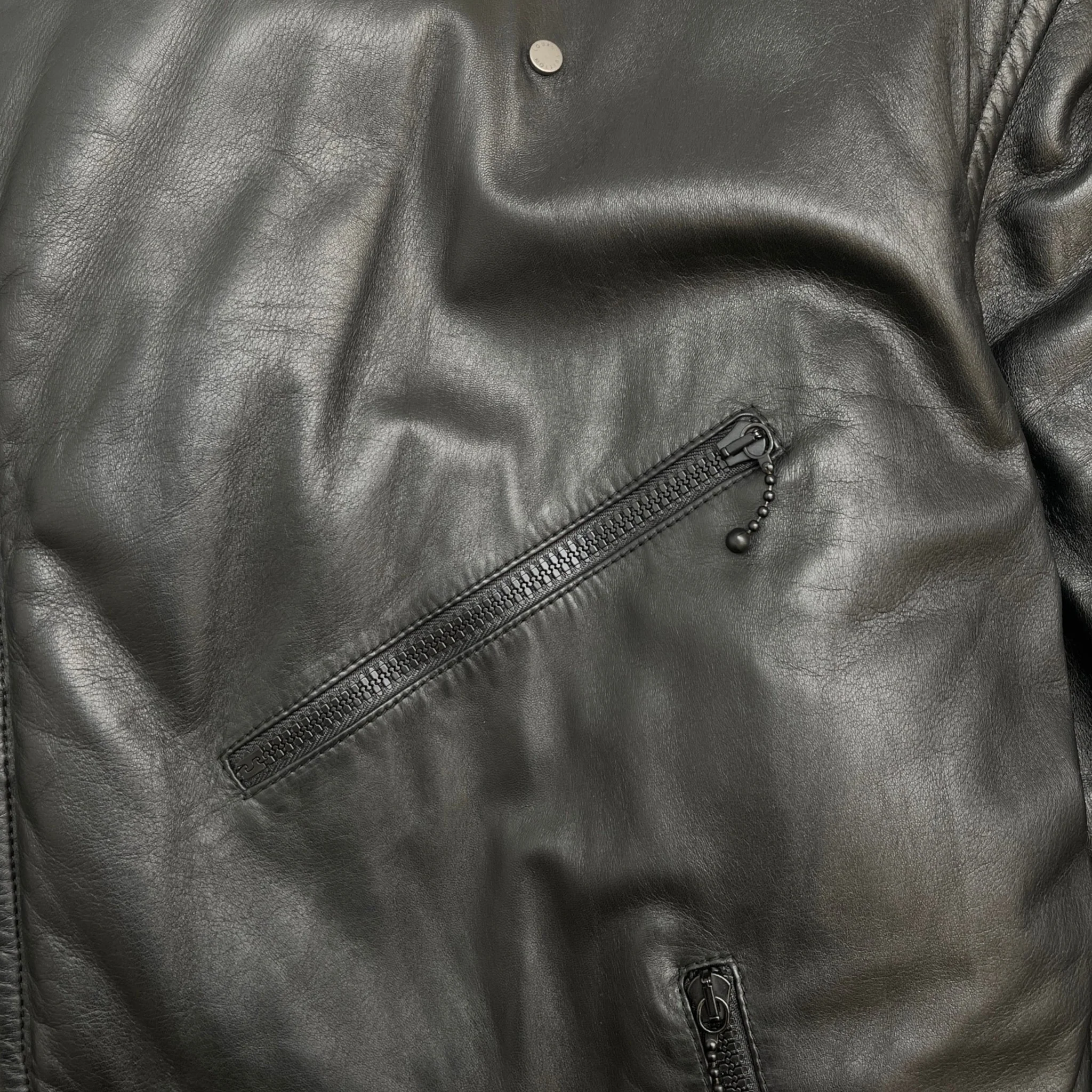 Men's 2021 Lamb Leather Moto Jacket Black Size IT 58 / XXXXL - Image 6