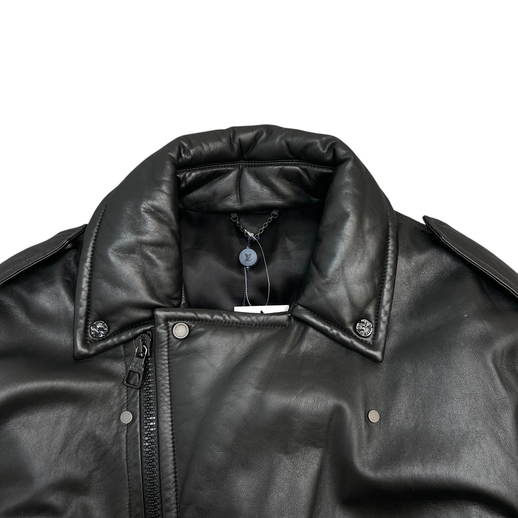 Men's 2021 Lamb Leather Moto Jacket Black Size IT 58 / XXXXL - Image 8