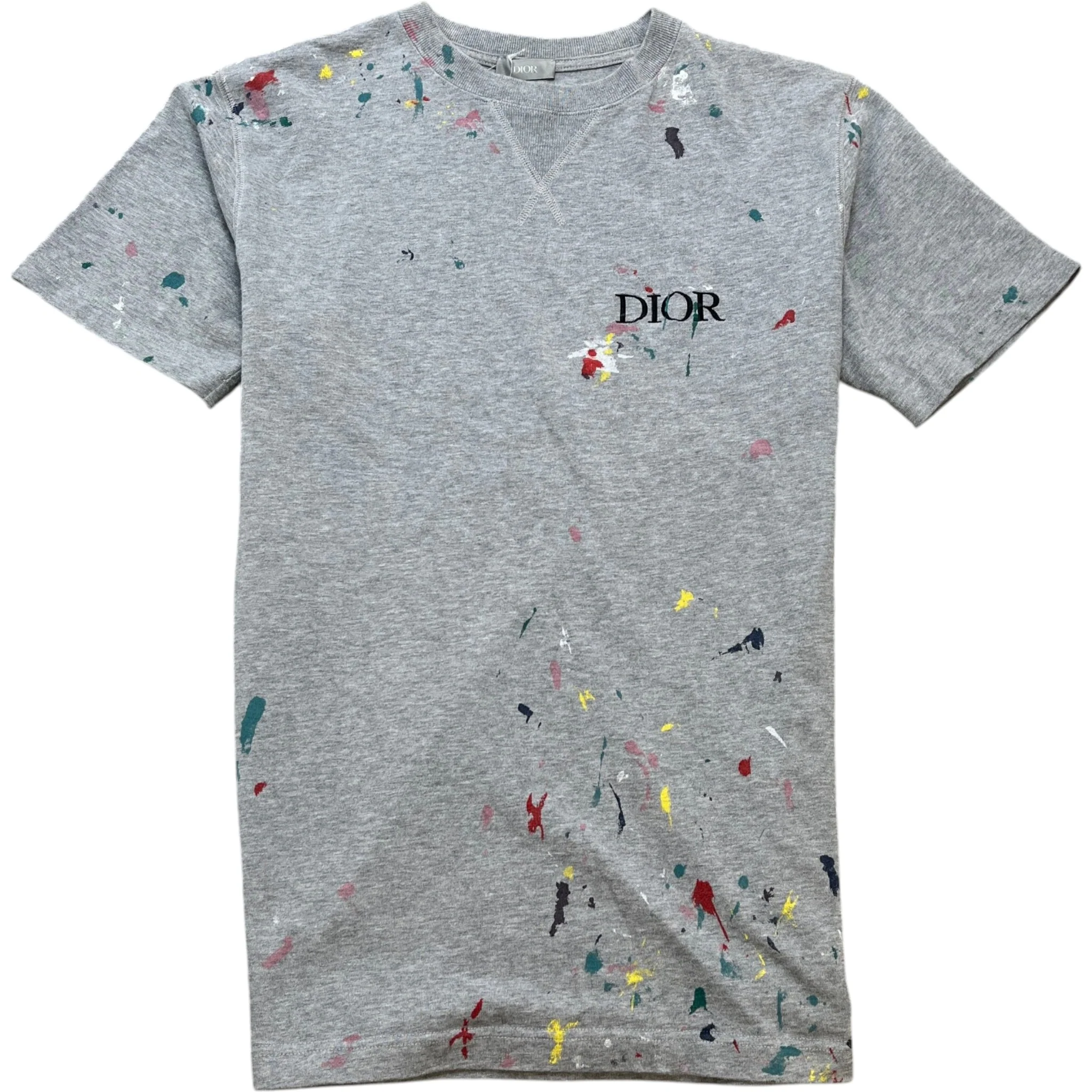 Men's 2021 Paint Splatter T-Shirt Grey Size M