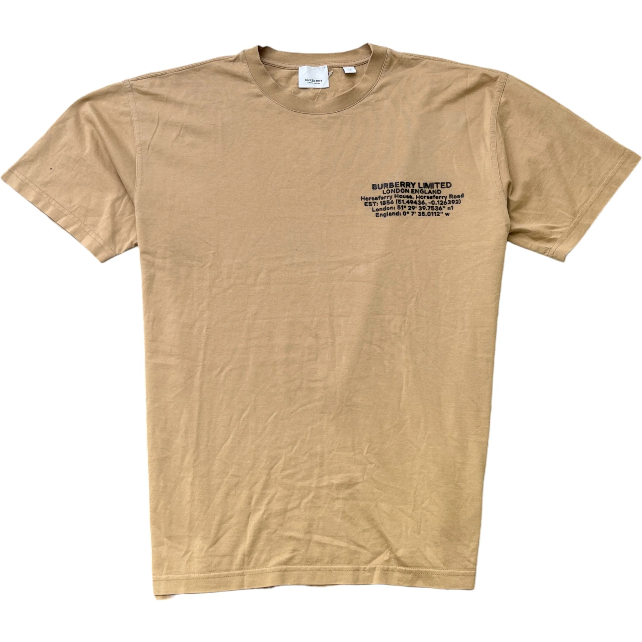 Men's Abel Coordinates Logo T-Shirt Beige Size XS