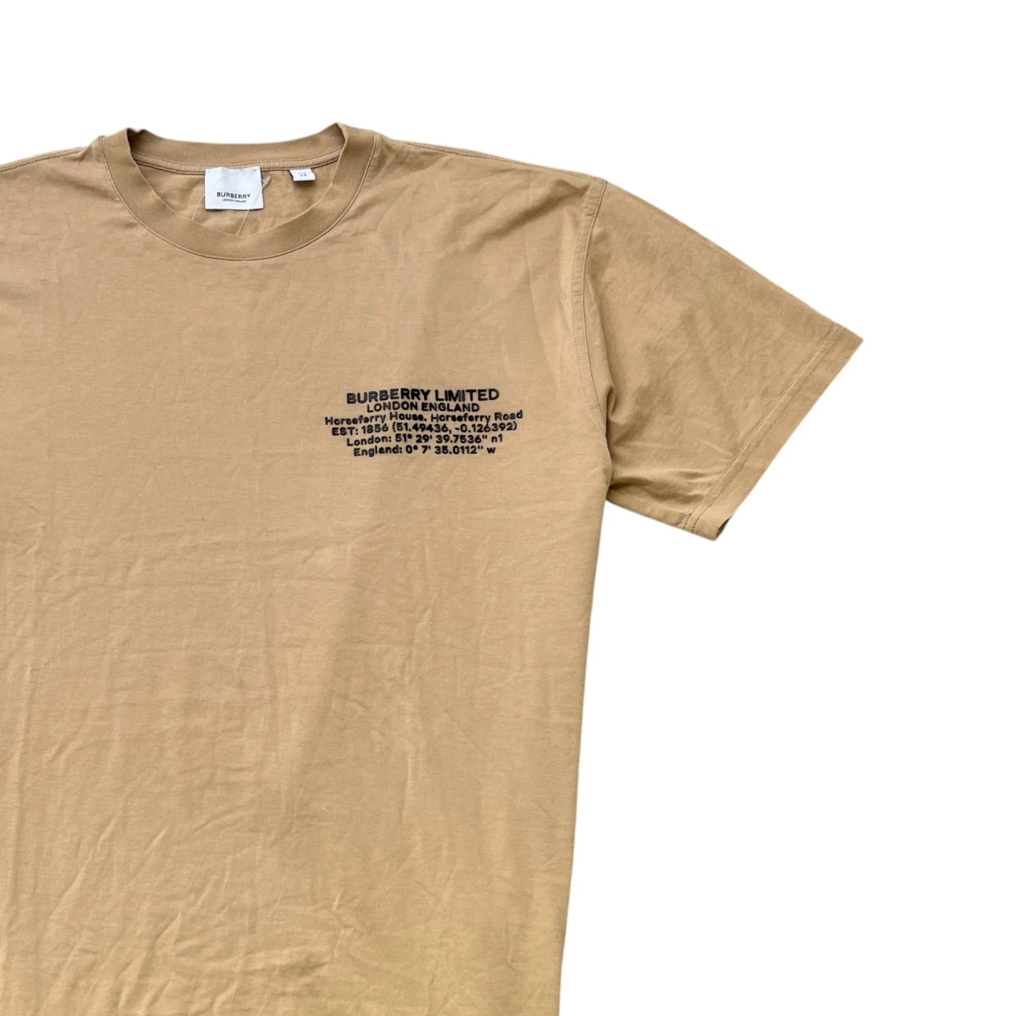 Men's Abel Coordinates Logo T-Shirt Beige Size XS - Image 3
