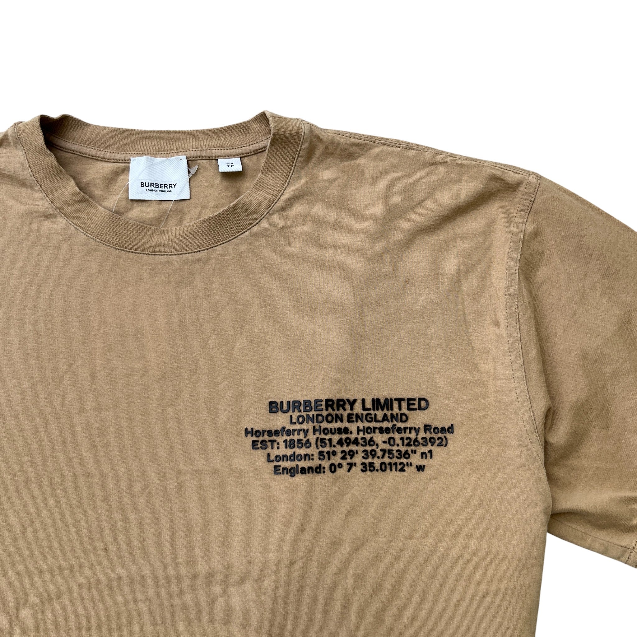 Men's Abel Coordinates Logo T-Shirt Beige Size XS - Image 5