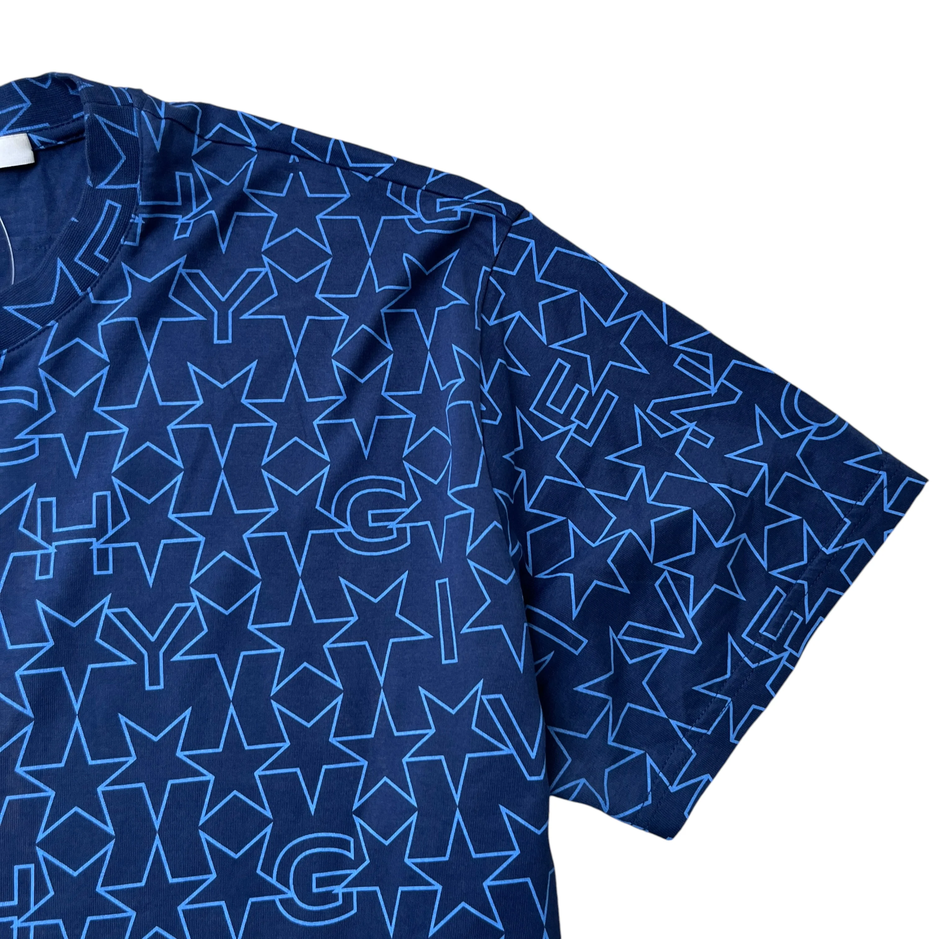 Men's All Over Star Print T-Shirt Navy Size XXS - Image 5
