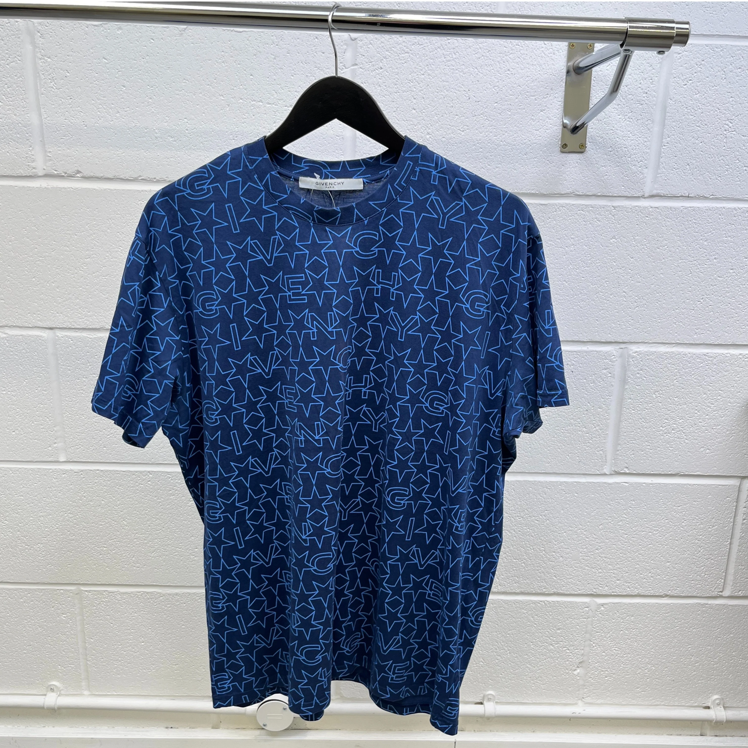 Men's All Over Star Print T-Shirt Navy Size XXS - Image 8