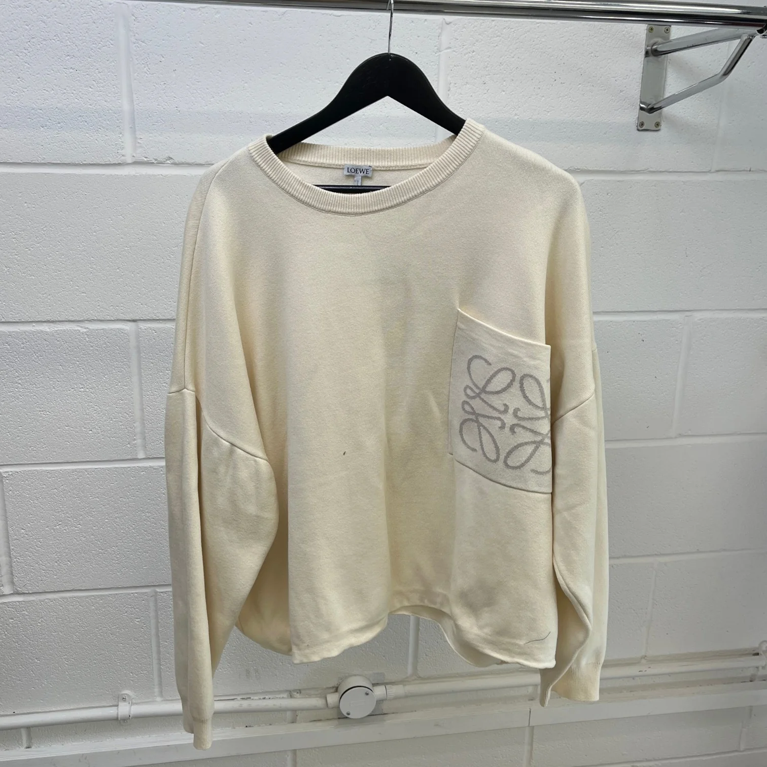 Men's Anagram Pocket Jumper Beige Size XL - Image 8