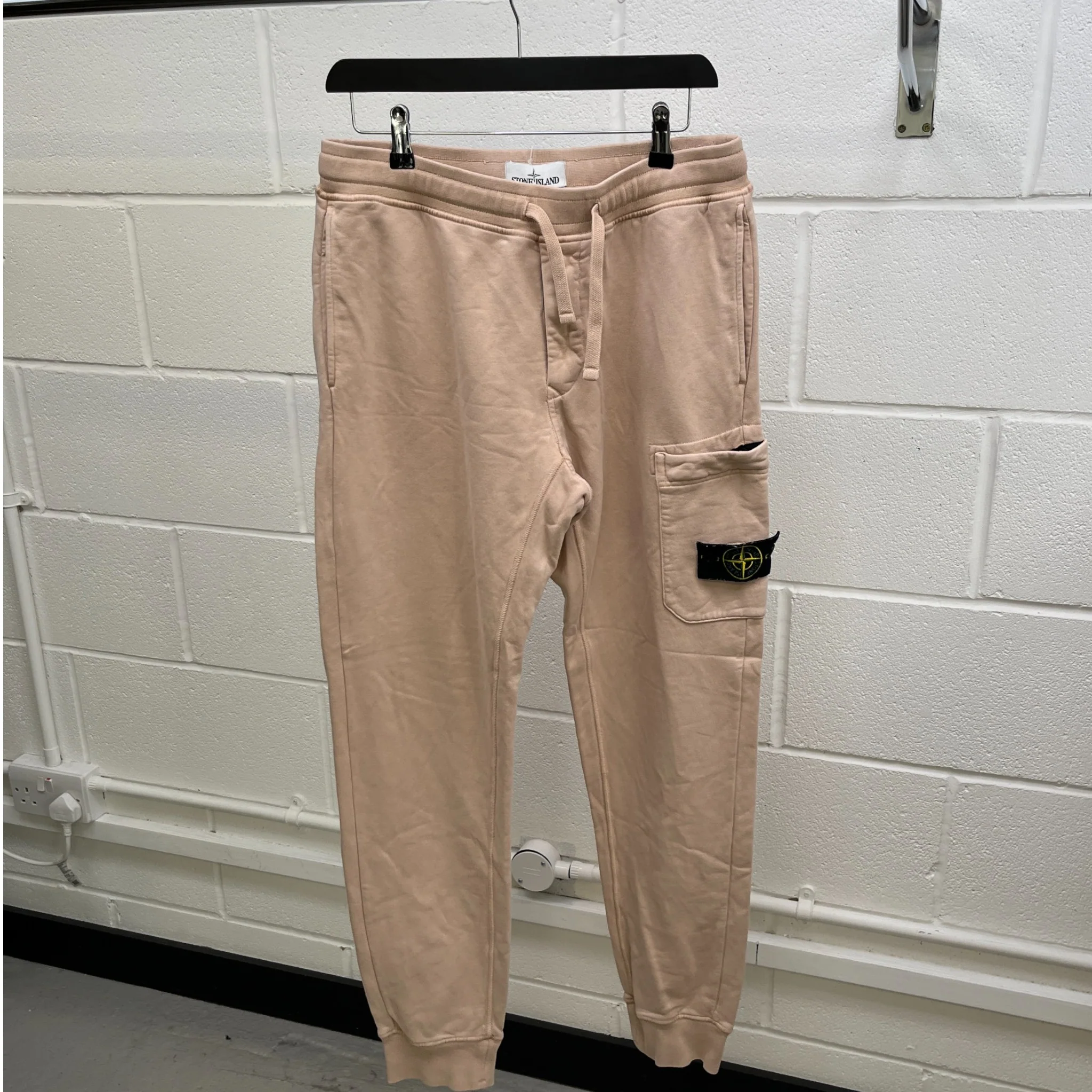 Men's Applique Logo Joggers Beige Size M - Image 8