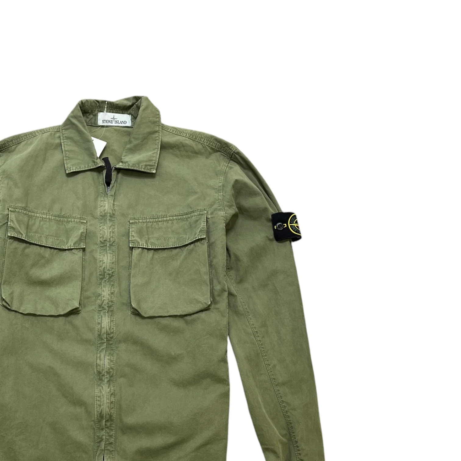 Men's Applique Logo OverShirt Khaki Size M - Image 3