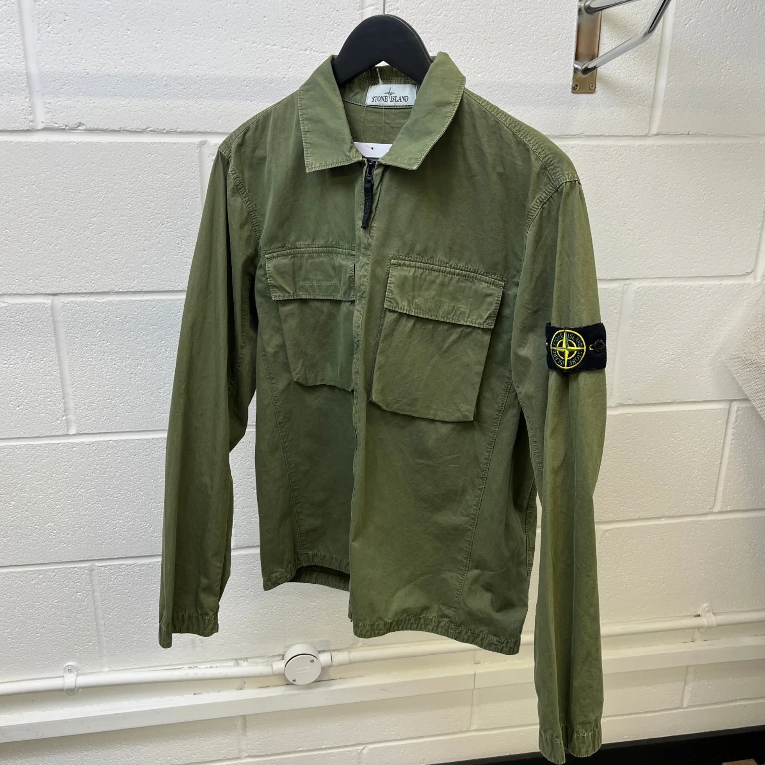 Men's Applique Logo OverShirt Khaki Size M - Image 9