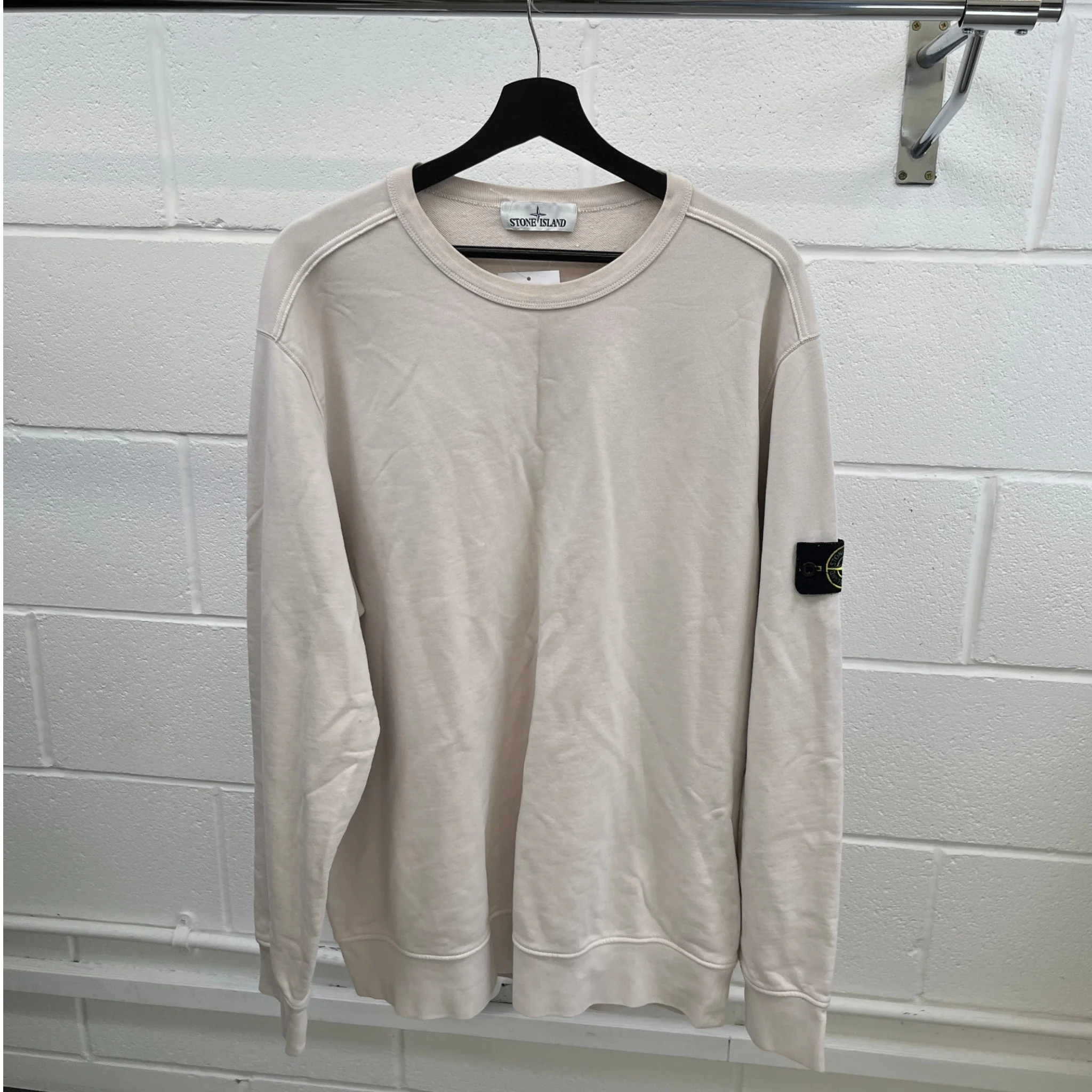 Men's Applique Logo Sweatshirt Beige Size XXXL - Image 8