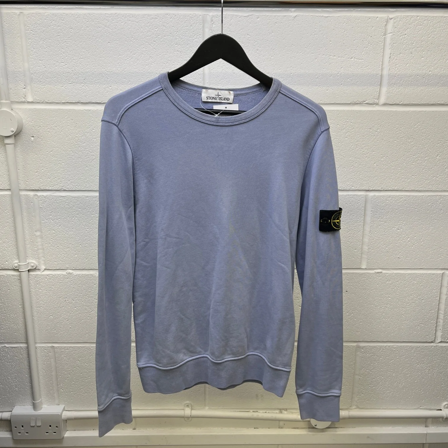 Men's Applique Logo Sweatshirt Blue Size S - Image 9