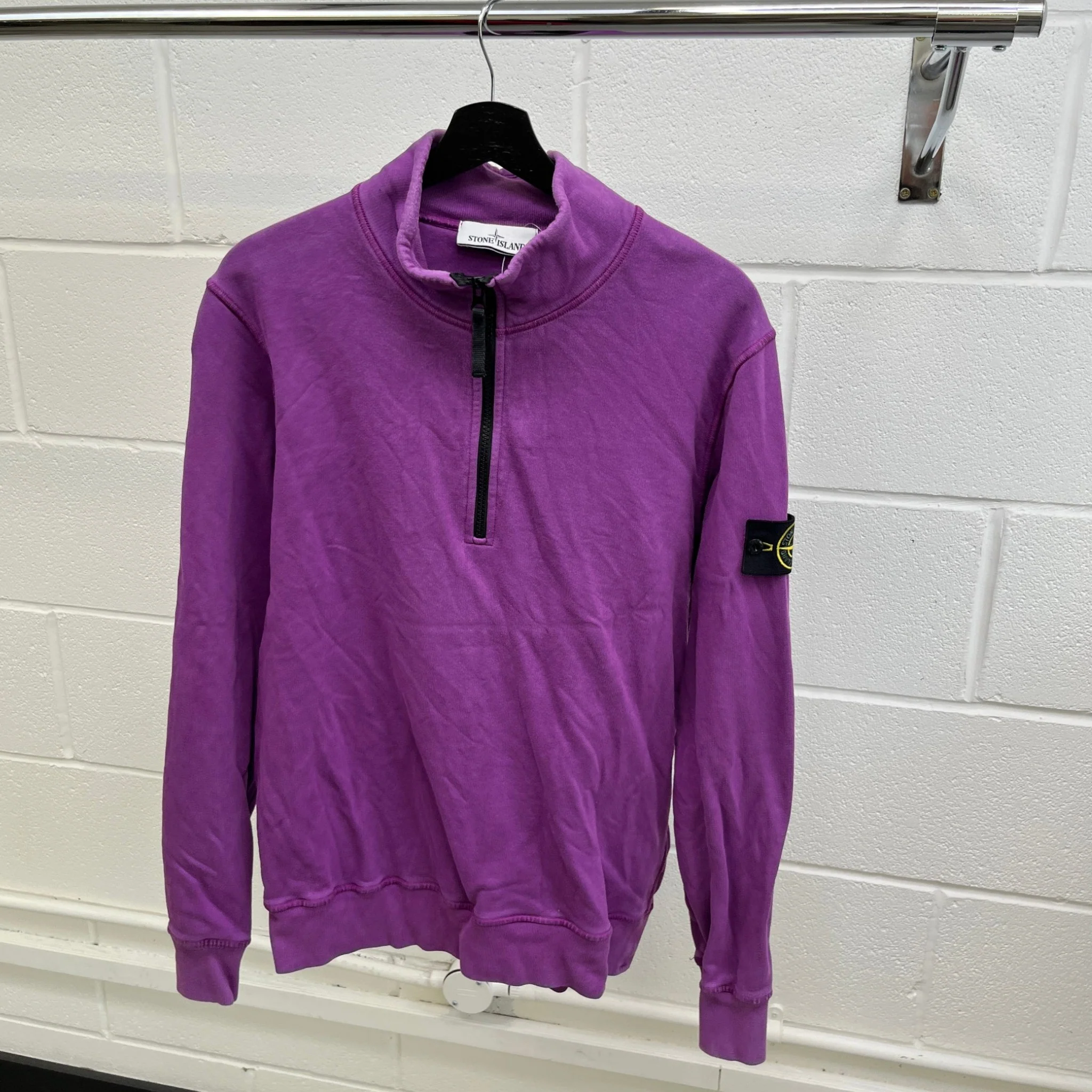 Men's Applique Logo Zip Jumper Purple Size M - Image 8