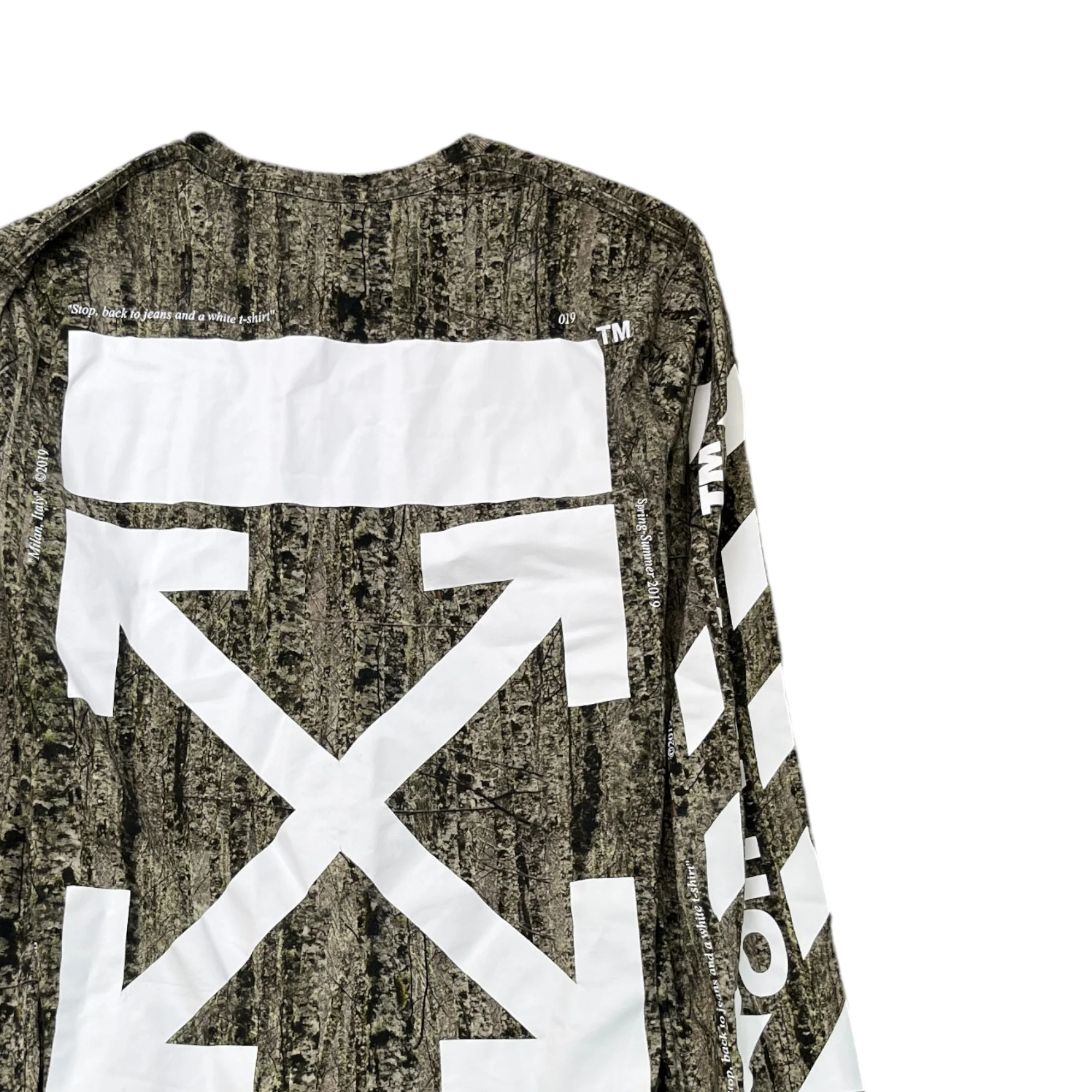 Men's Arrow Logo Long Sleeve T-Shirt Khaki Size M - Image 4