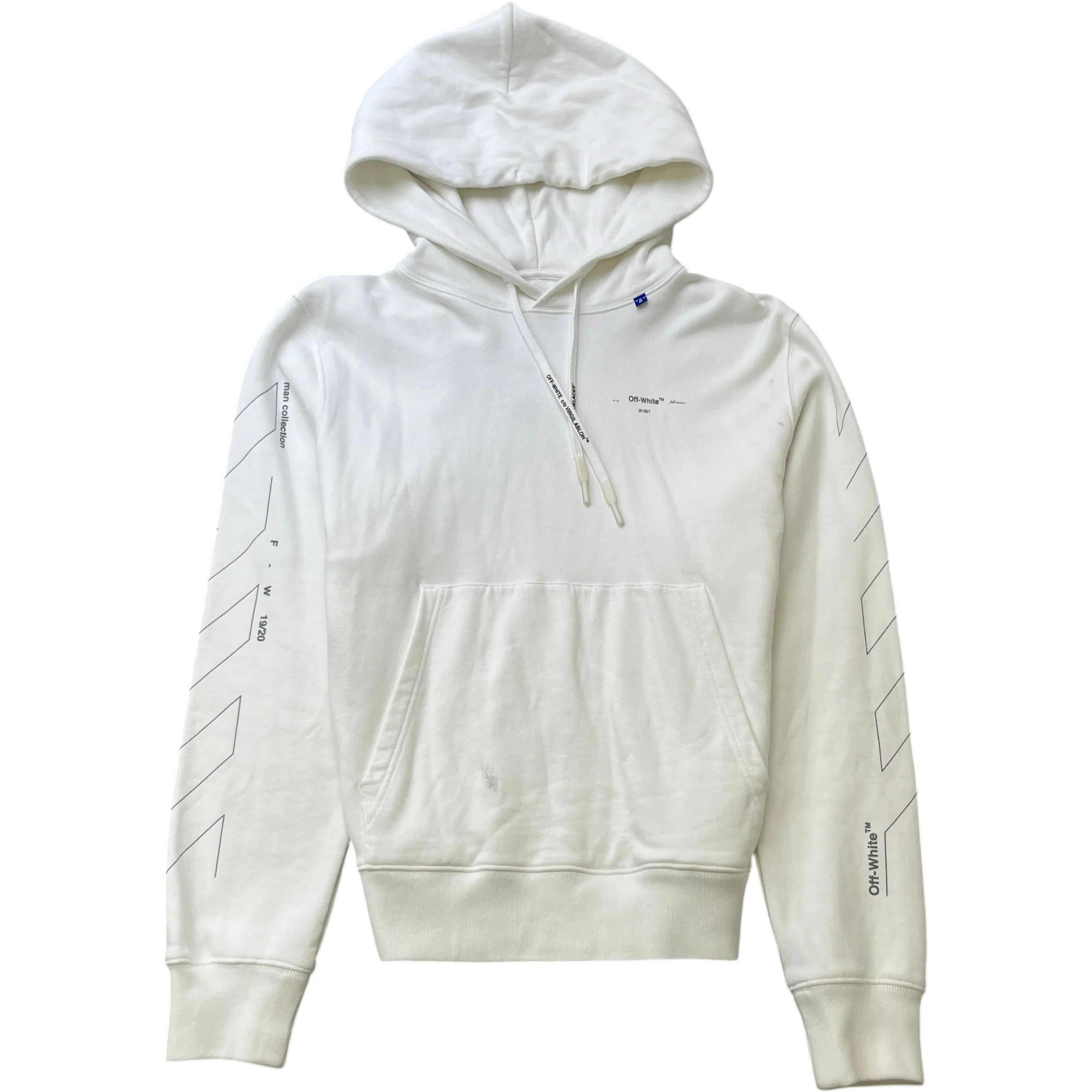 Men's Arrow Logo Print Hoodie White Size M