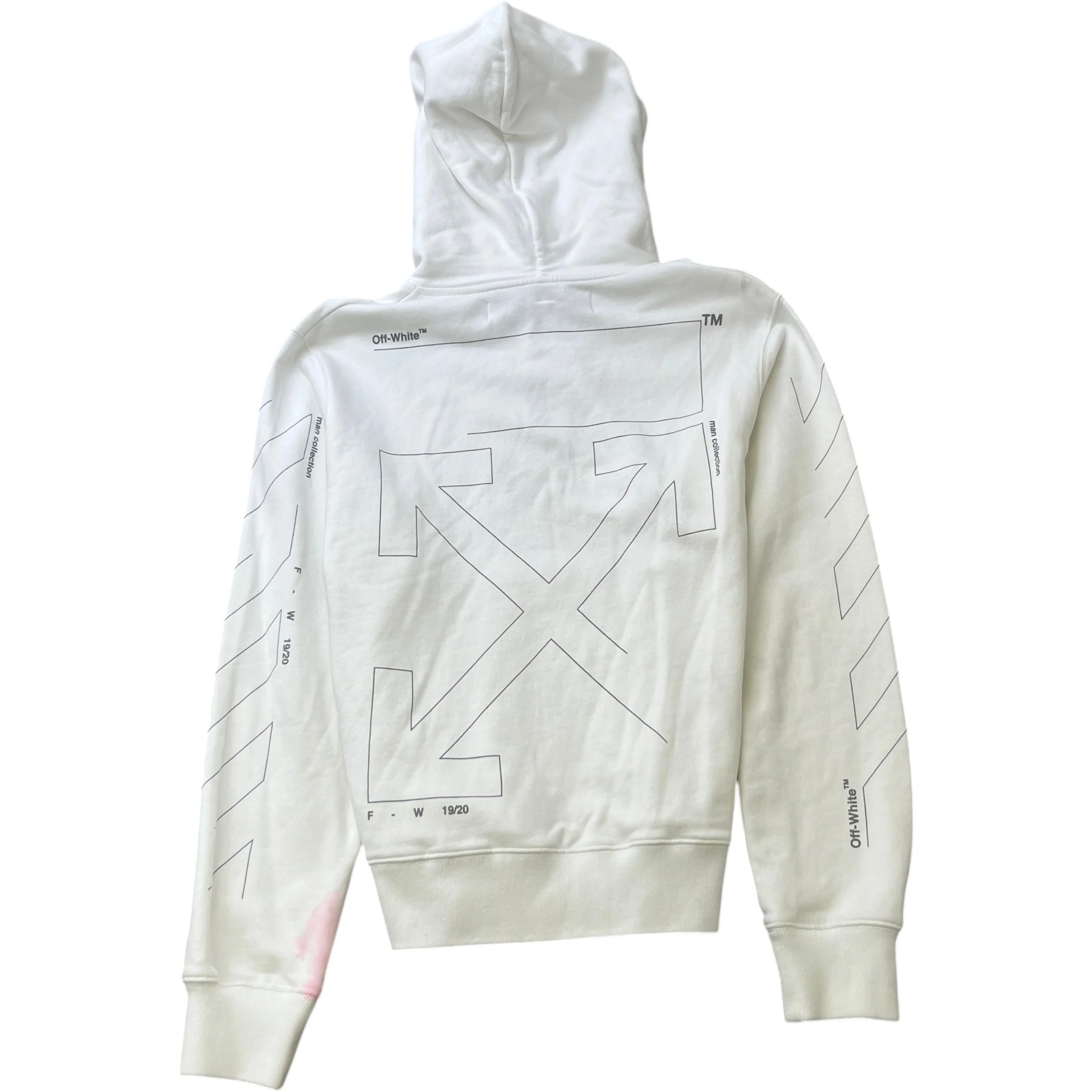 Men's Arrow Logo Print Hoodie White Size M - Image 2