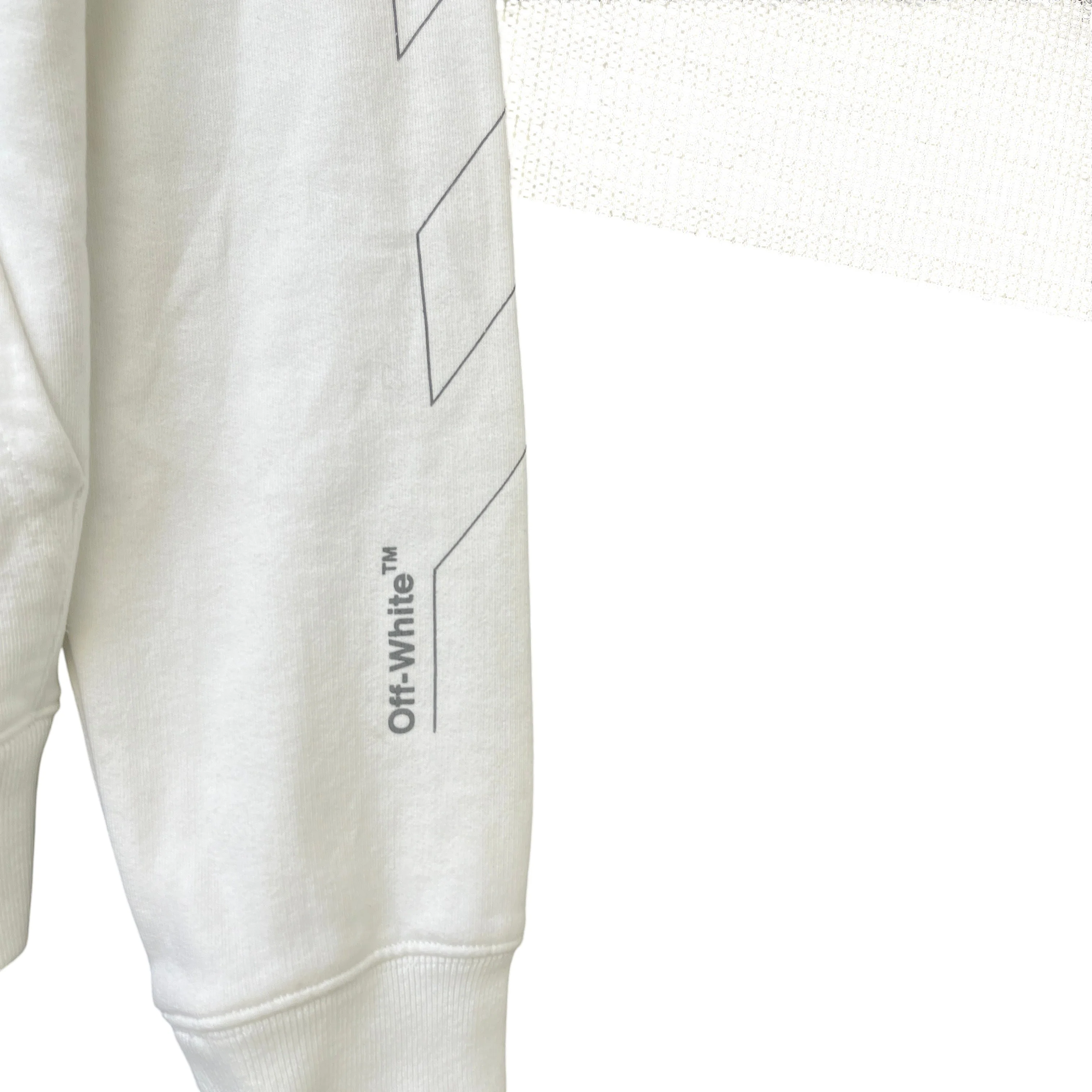 Men's Arrow Logo Print Hoodie White Size M - Image 5