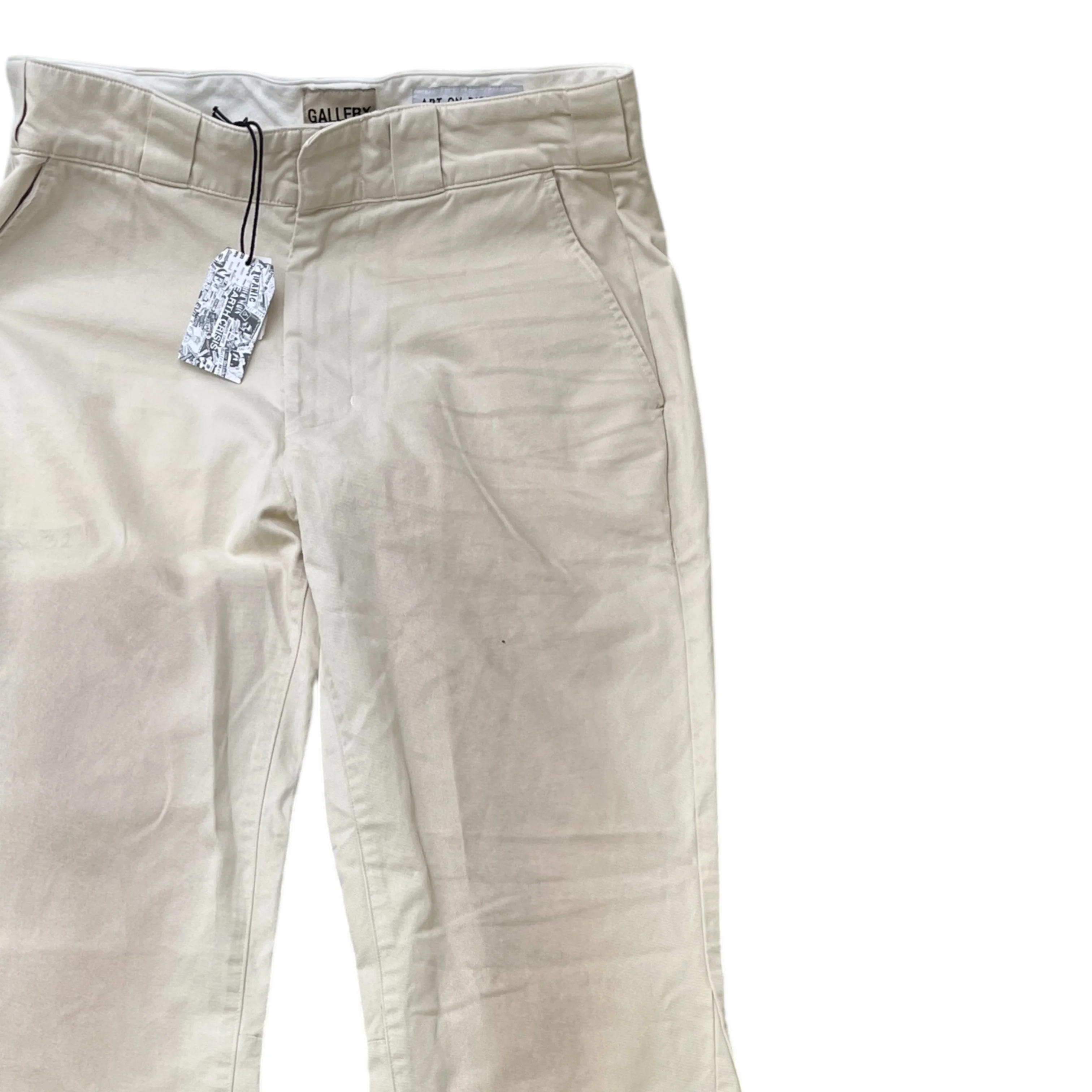 Men's Art On Display Distressed Trousers Cream Size Waist 32" - Image 3