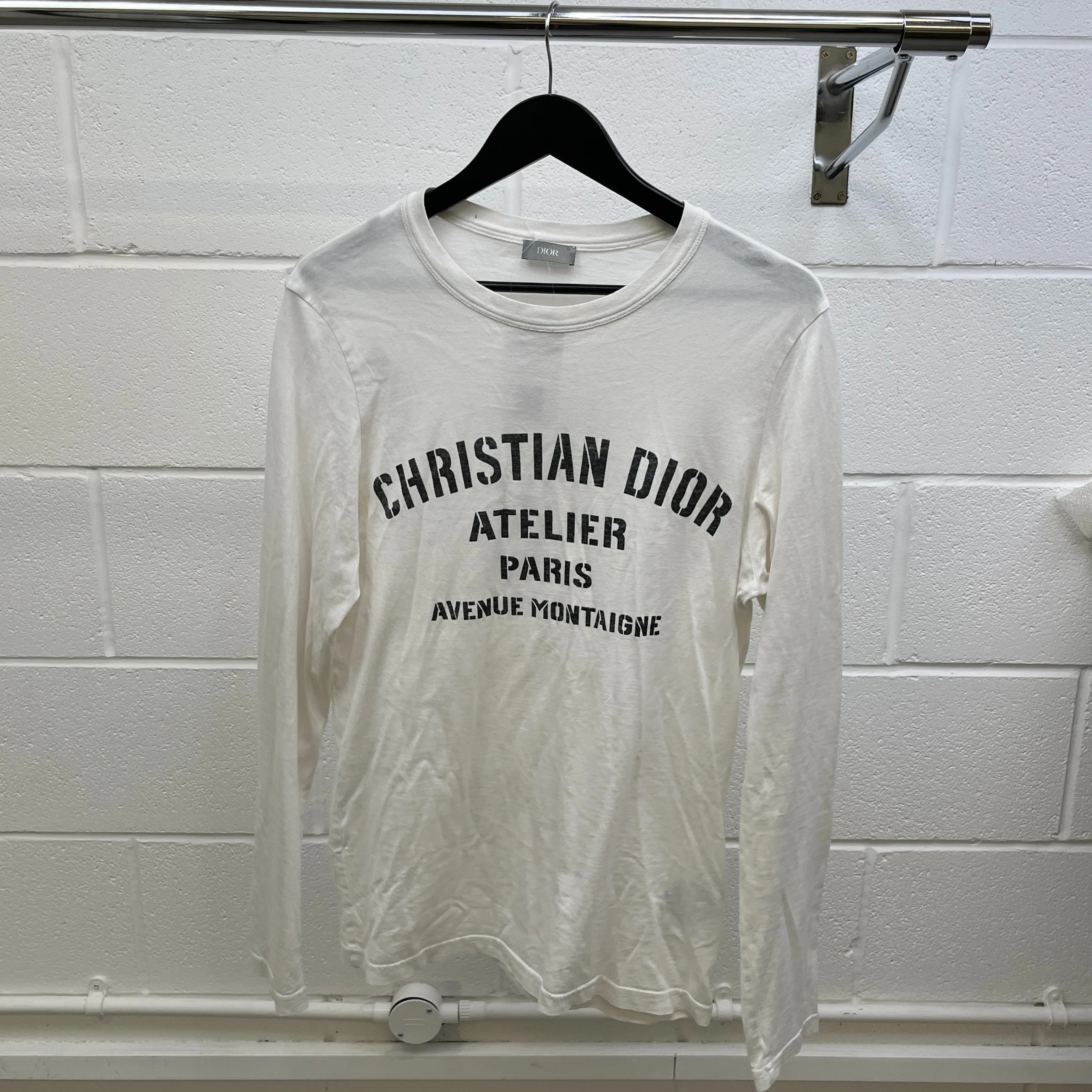 Men's Atelier Logo Long Sleeve T-Shirt White Size M - Image 9