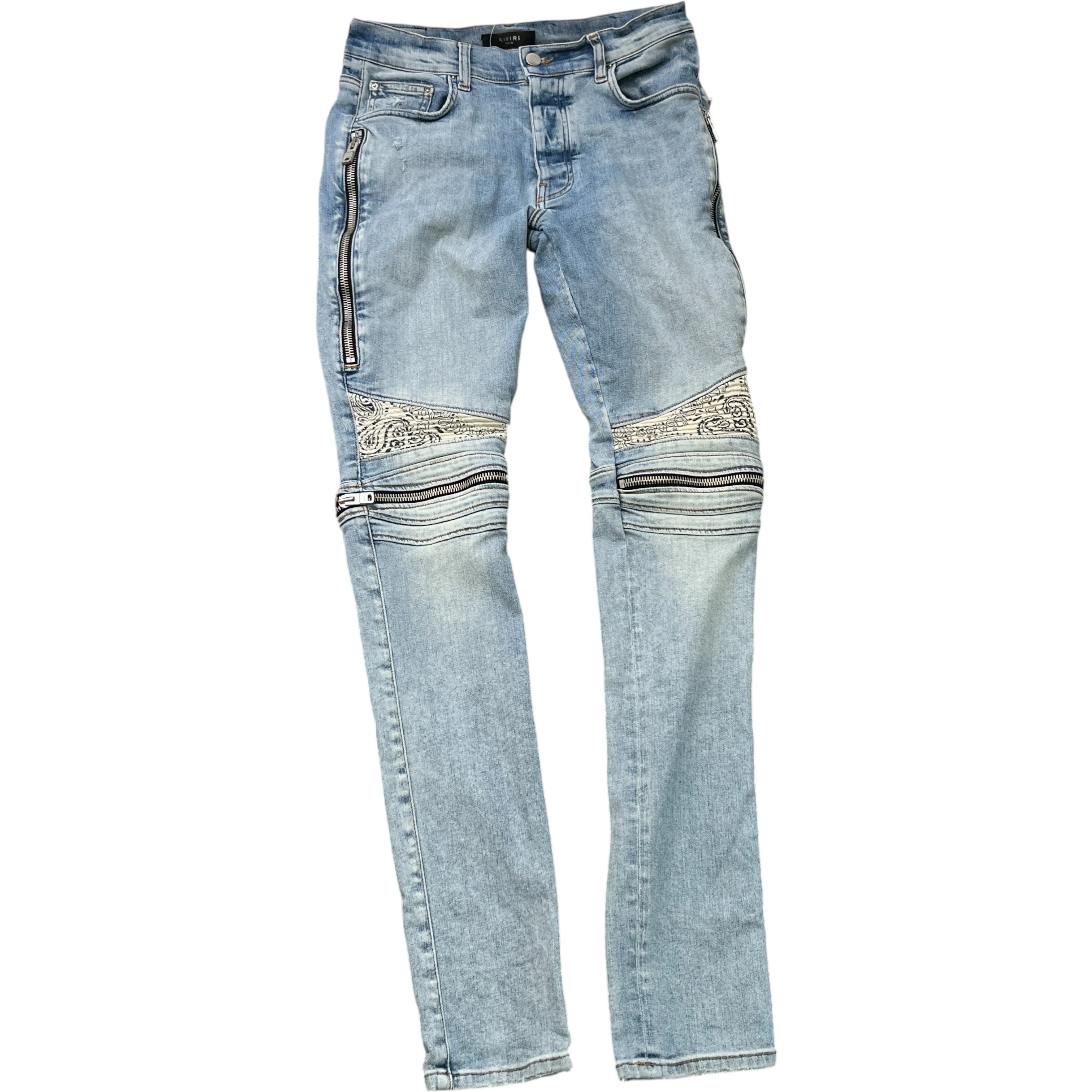 Men's Bandana Biker Jeans Blue Size Waist 32"