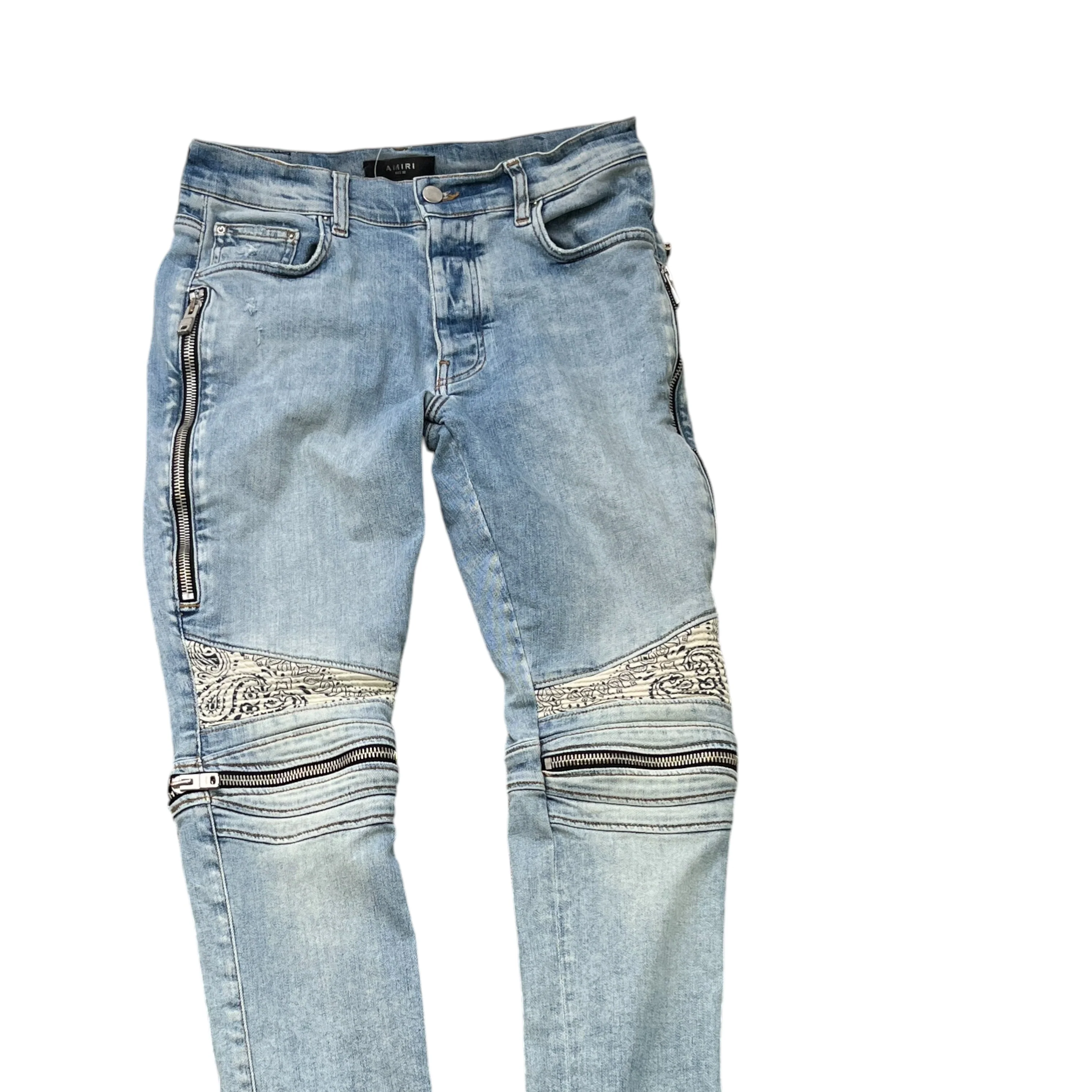Men's Bandana Biker Jeans Blue Size Waist 32" - Image 3