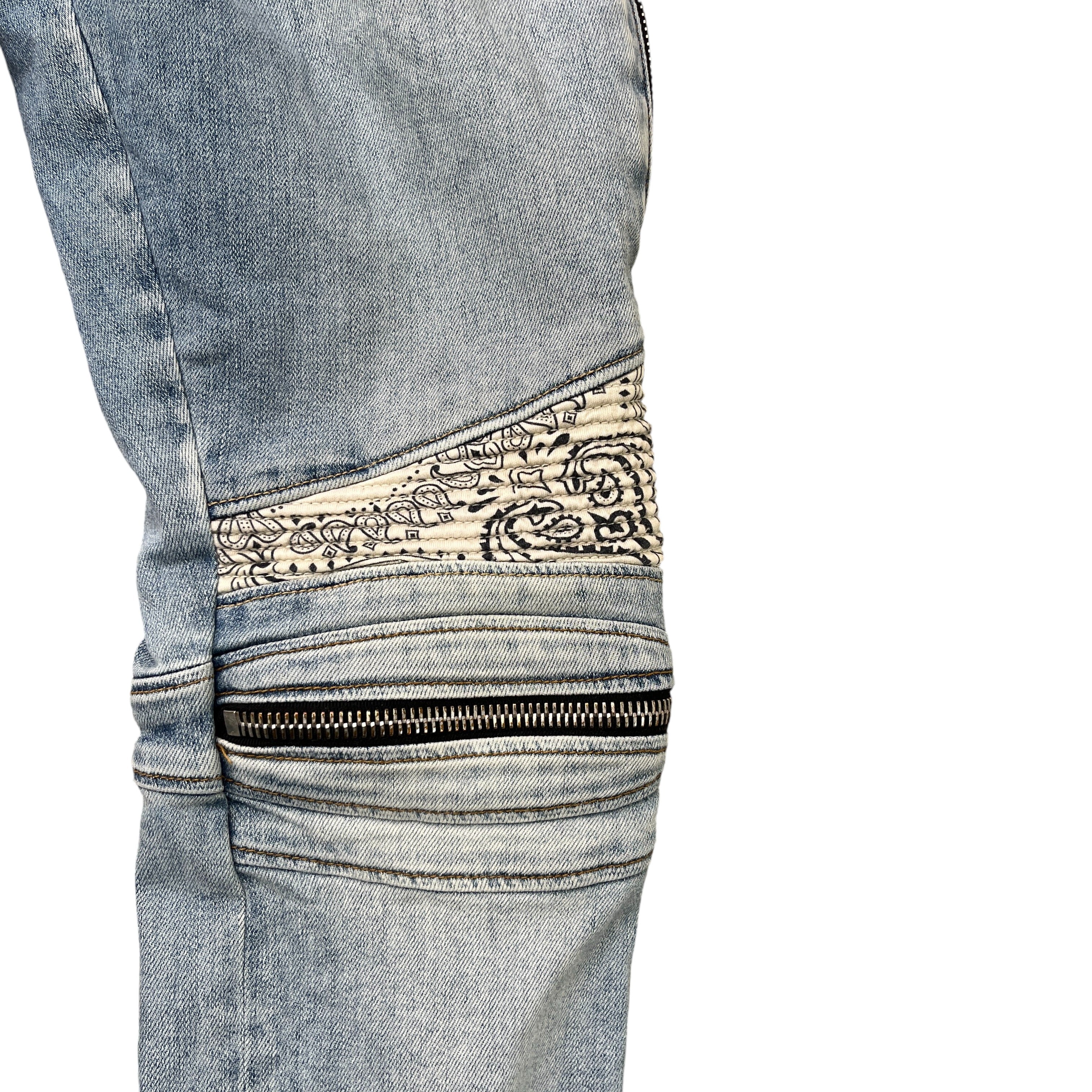 Men's Bandana Biker Jeans Blue Size Waist 32" - Image 6