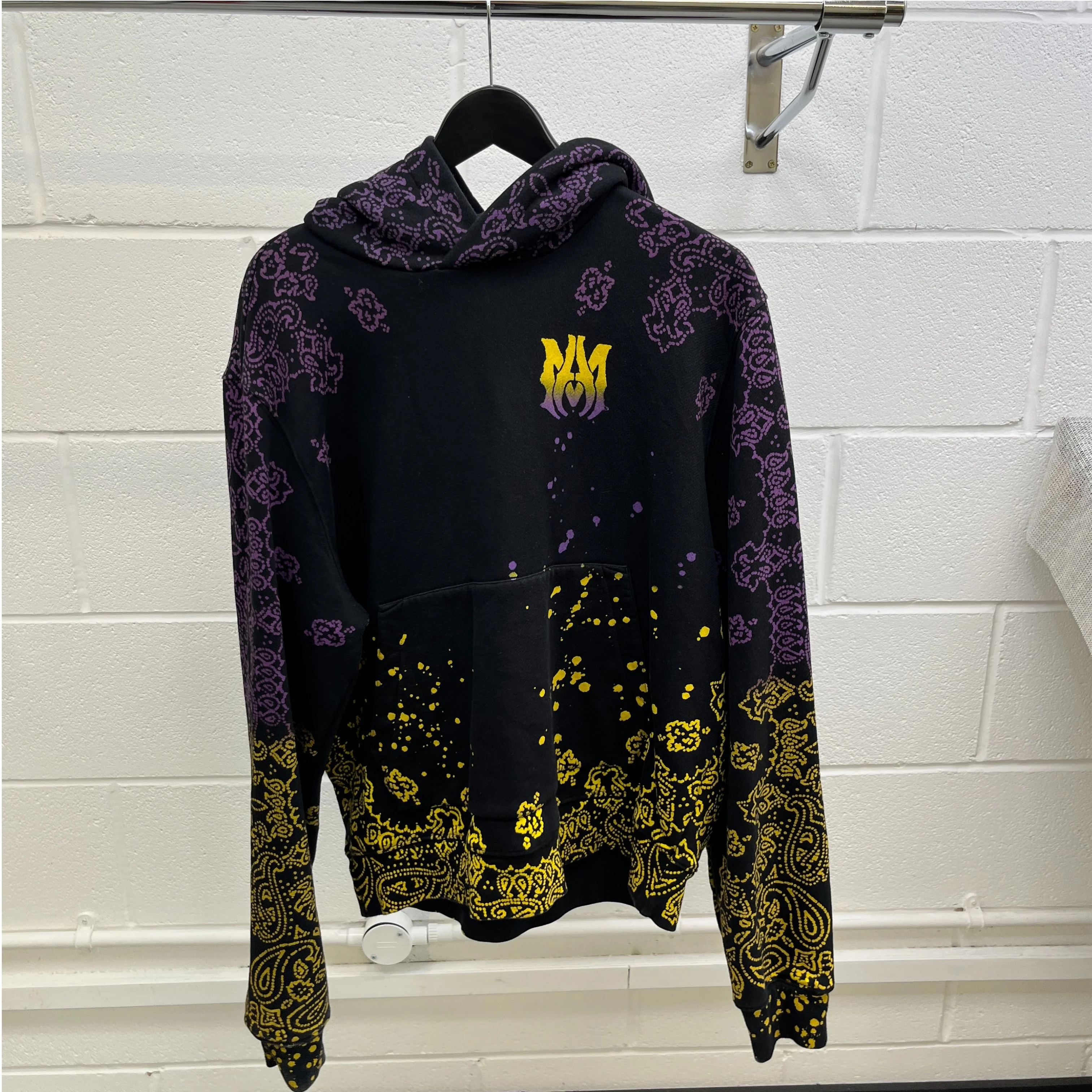 Men's Bandana Bleach Hoodie Black Size M - Image 9