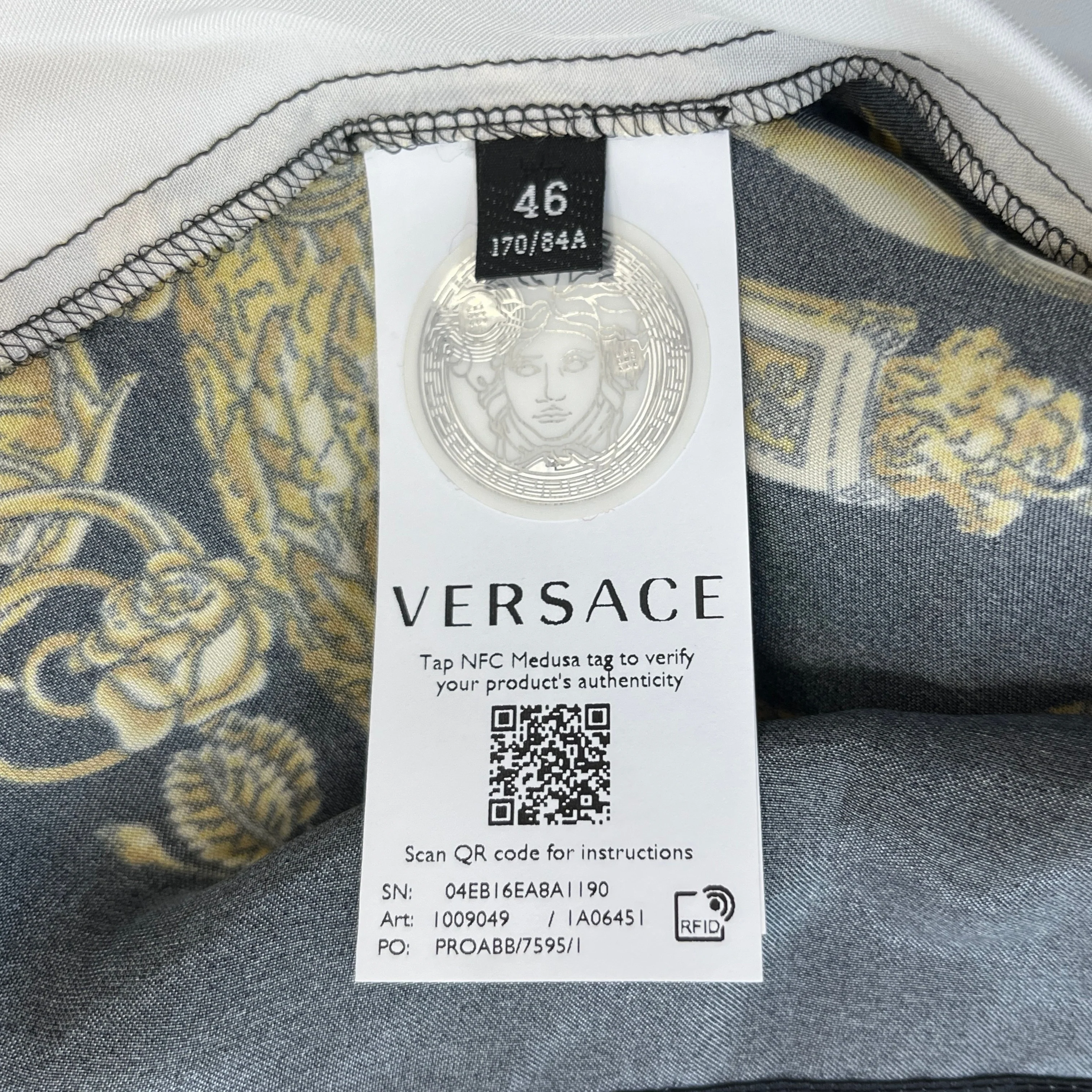 Men's Baroque Print Shirt Black Size IT 46 / UK S - Image 7