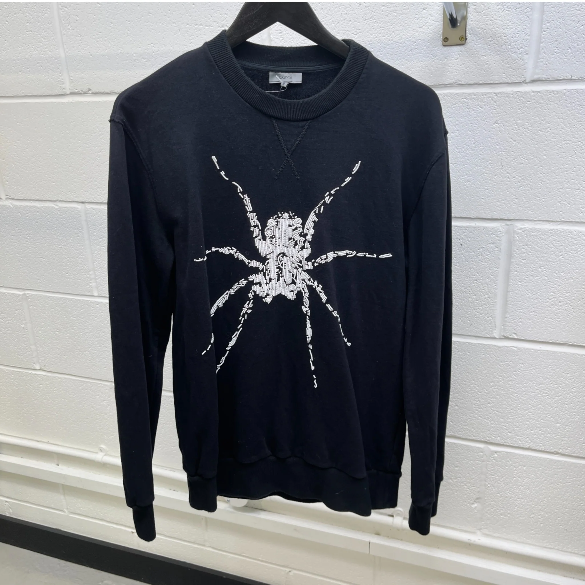 Men's Beaded Spider Sweatshirt Black Size S - Image 7