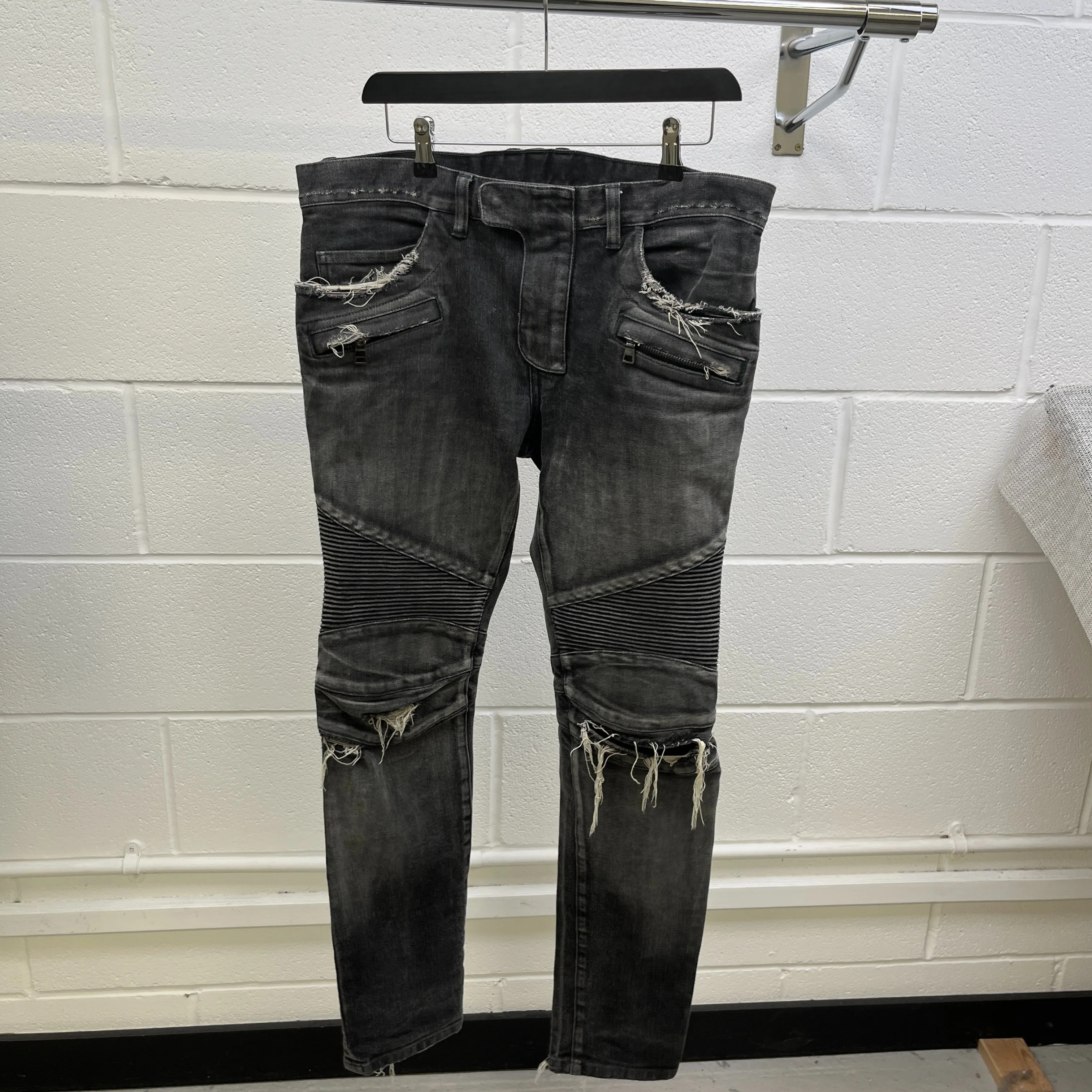 Men's Biker Jeans Black Size Waist 32" - Image 8