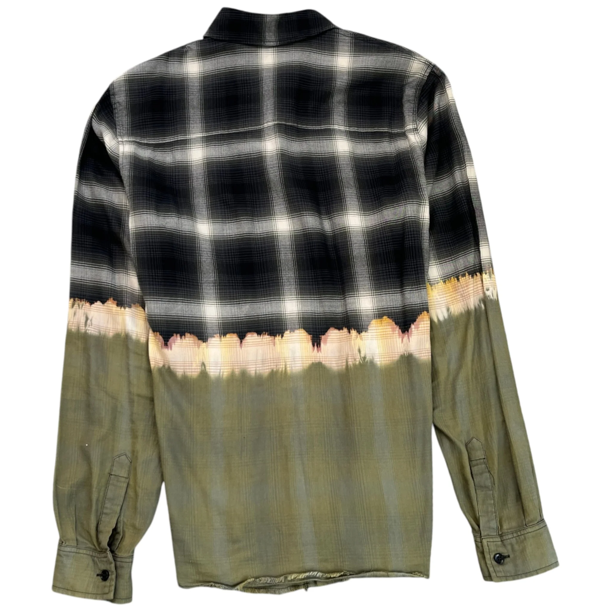 Men's Bleach Bandana Plaid Long Sleeve Shirt Khaki Size M - Image 2