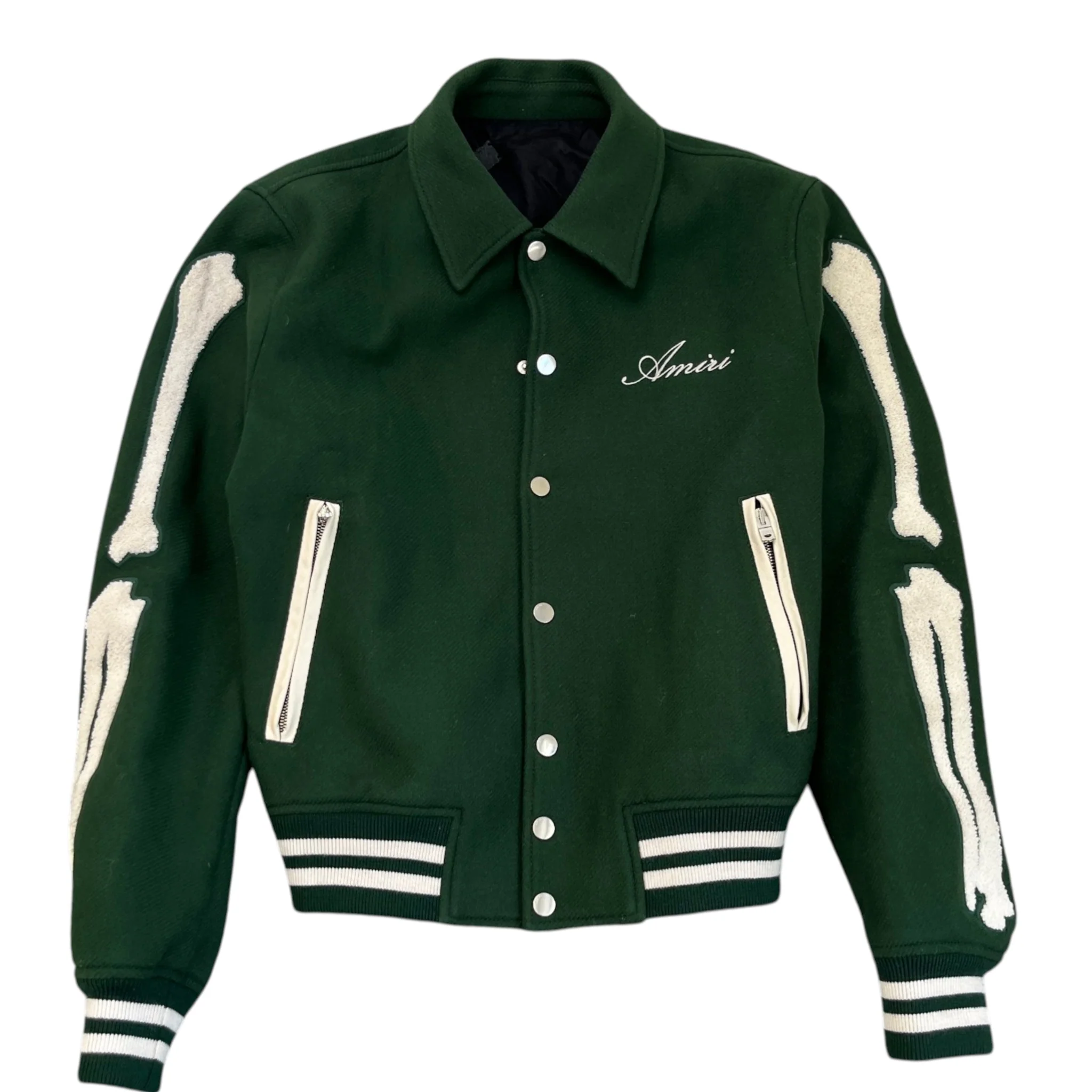 Men's Bones Wool Bomber Jacket Green Size IT 48 / M