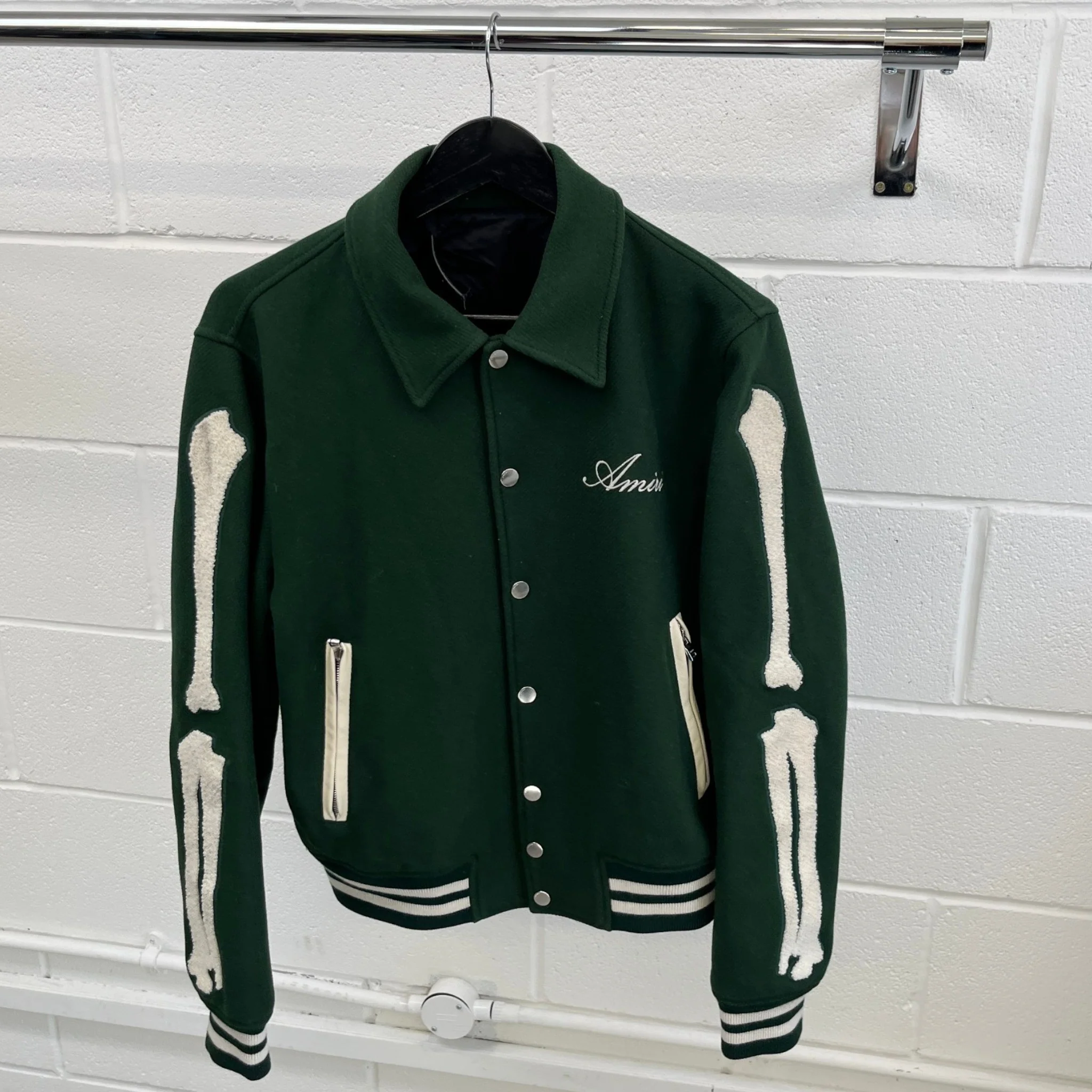 Men's Bones Wool Bomber Jacket Green Size IT 48 / M - Image 8