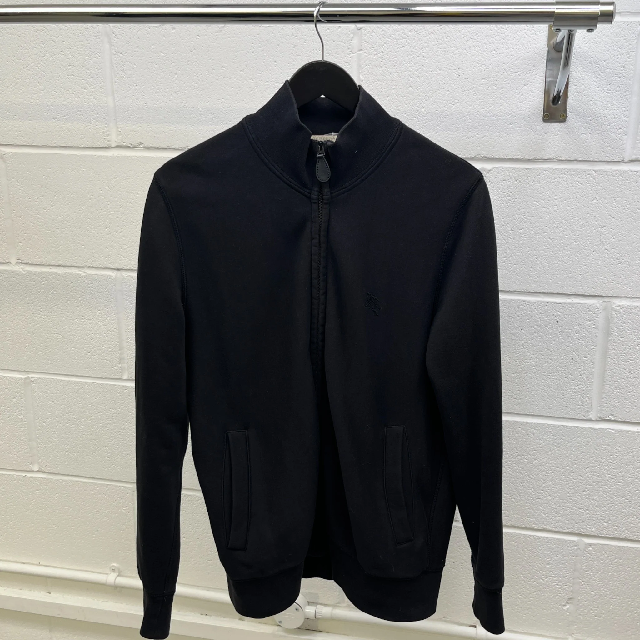 Men's Brit Check Full Zip Sweatshirt Black Size M - Image 8