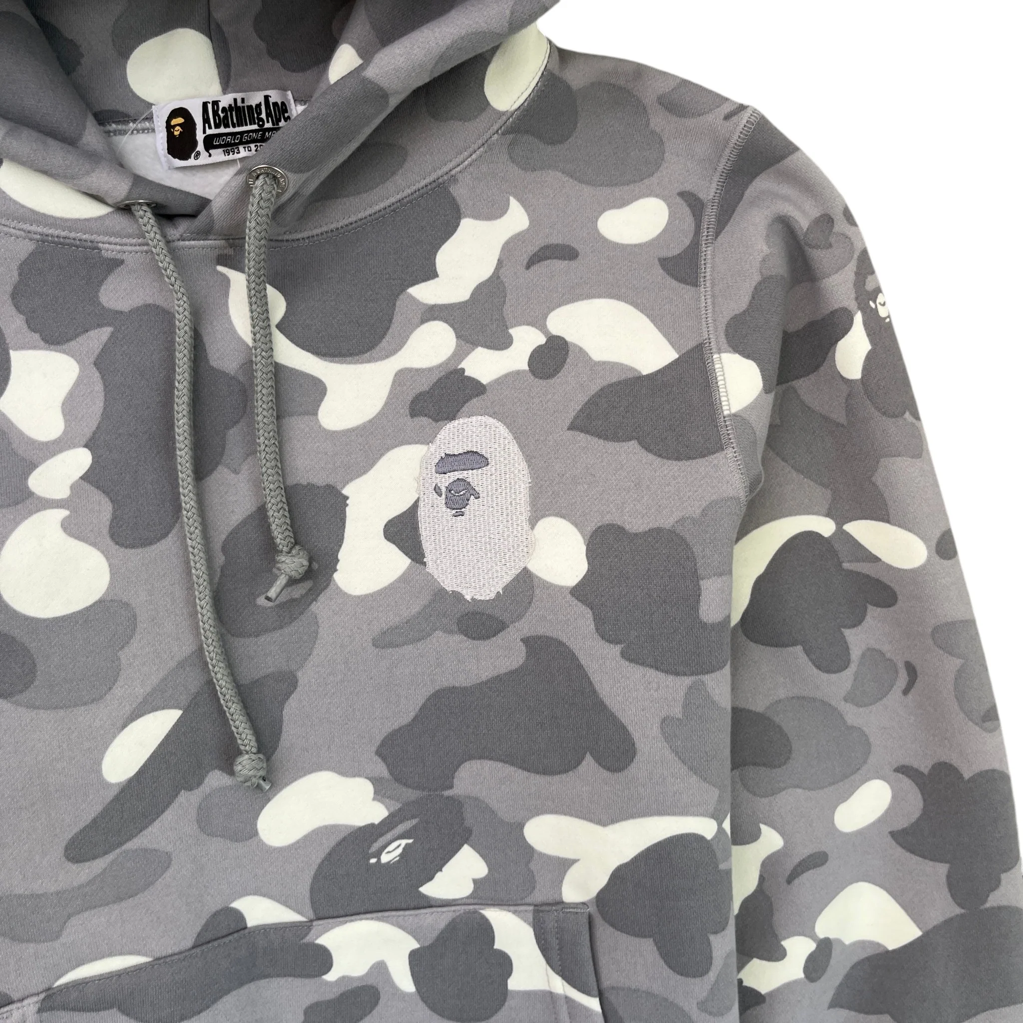 Men's Camo Ape Hoodie Grey Size S - Image 6