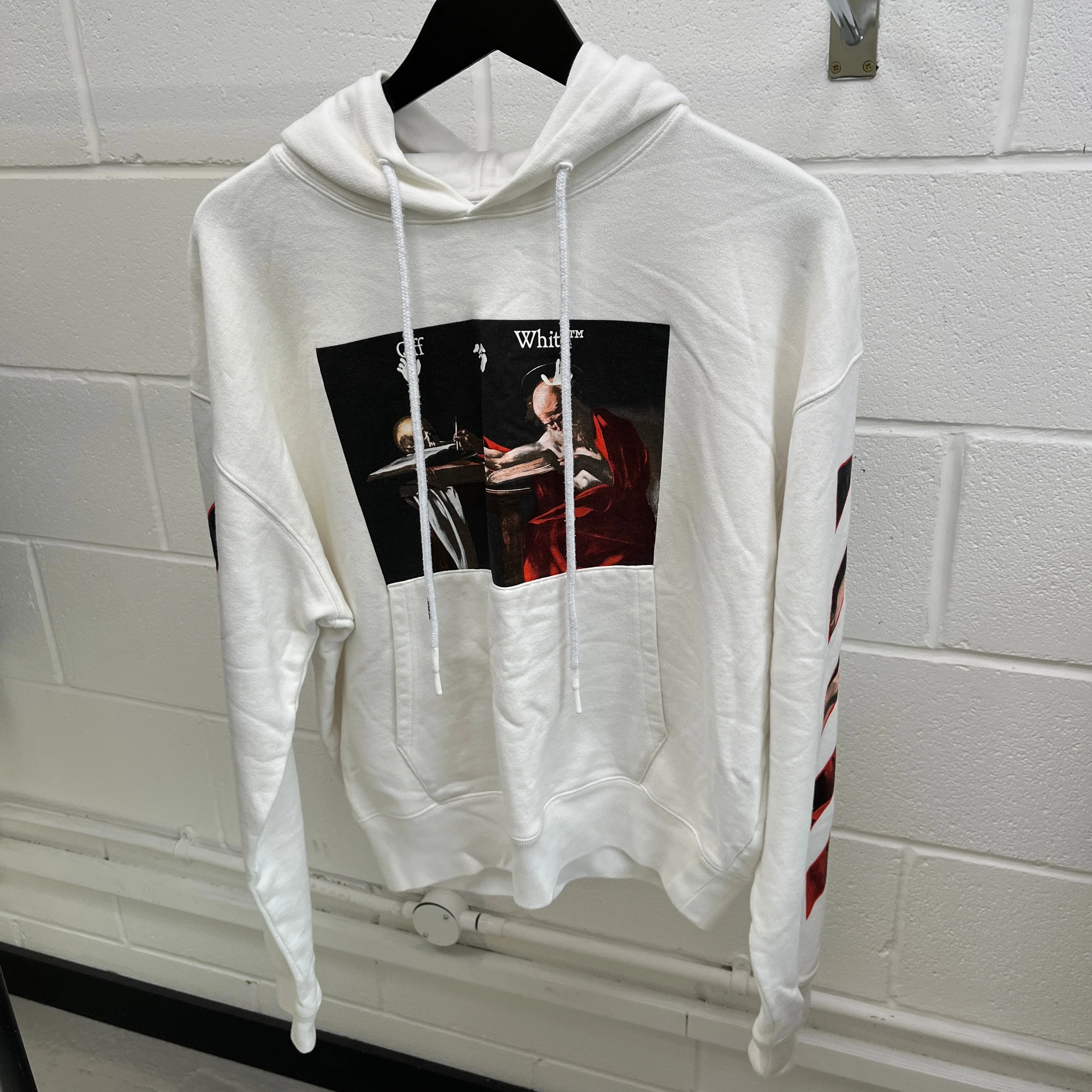 Men's Caravaggio Print Hoodie White Size S - Image 7