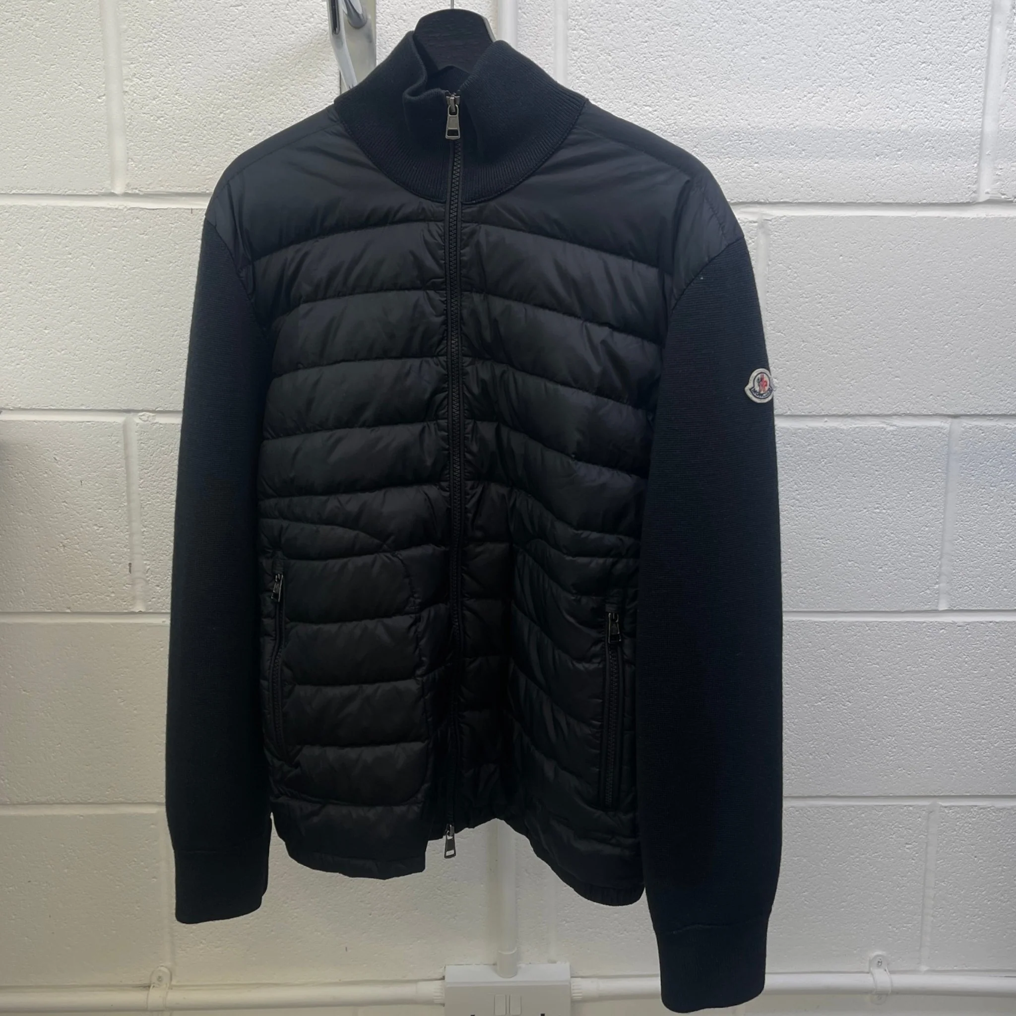 Men's Cardigan Tricot Down Jacket Black Size XXL - Image 14