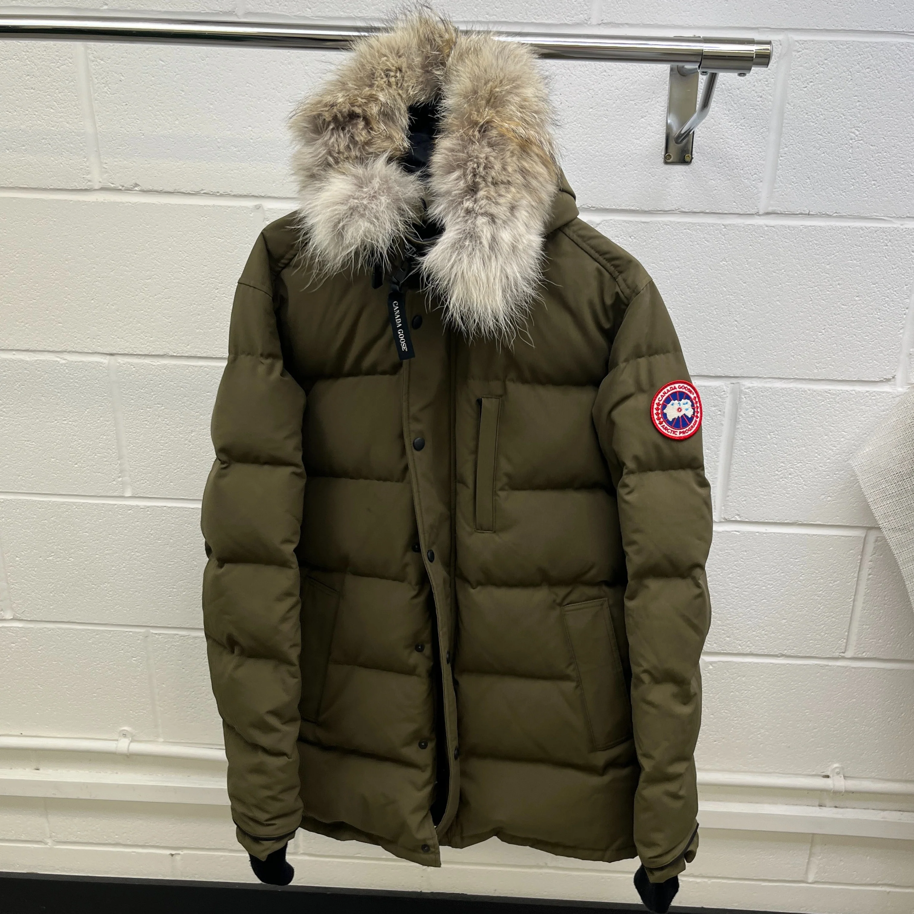 Men's Carson Parka Down Jacket Khaki Size L - Image 8