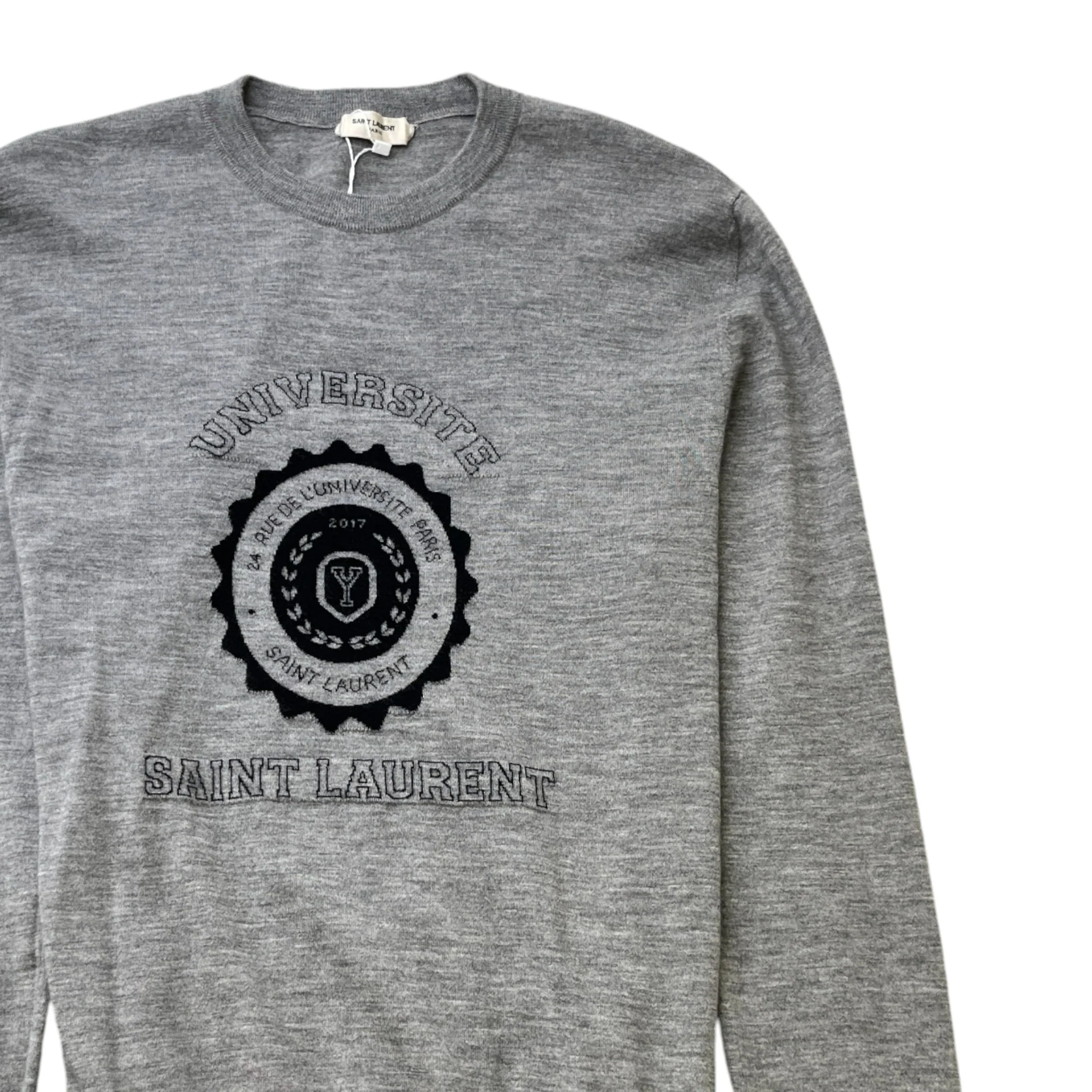 Men's Cashmere University Jumper Grey Size M - Image 3