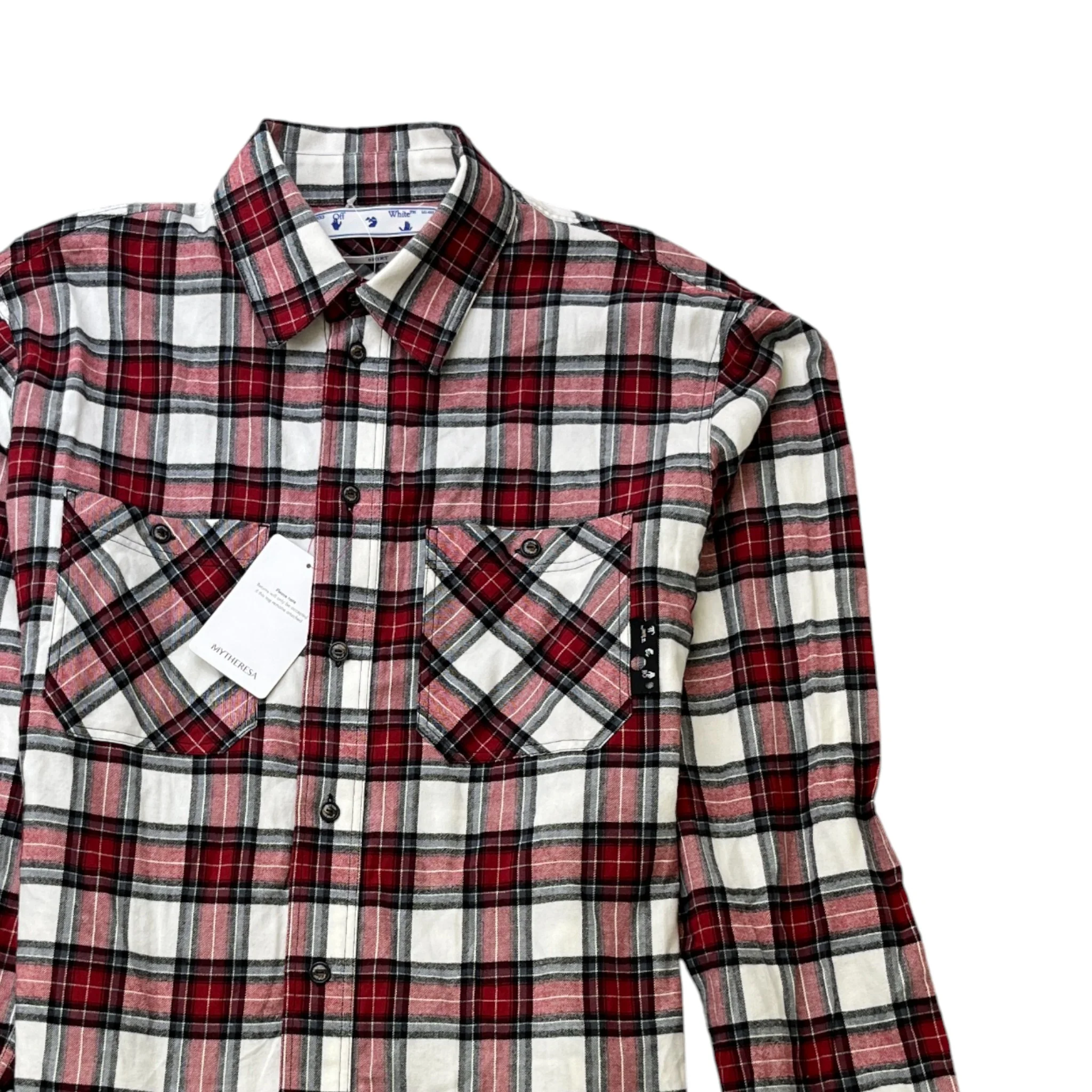 Men's Check Arrow Flannel Long Sleeve Shirt Red Size M - Image 3