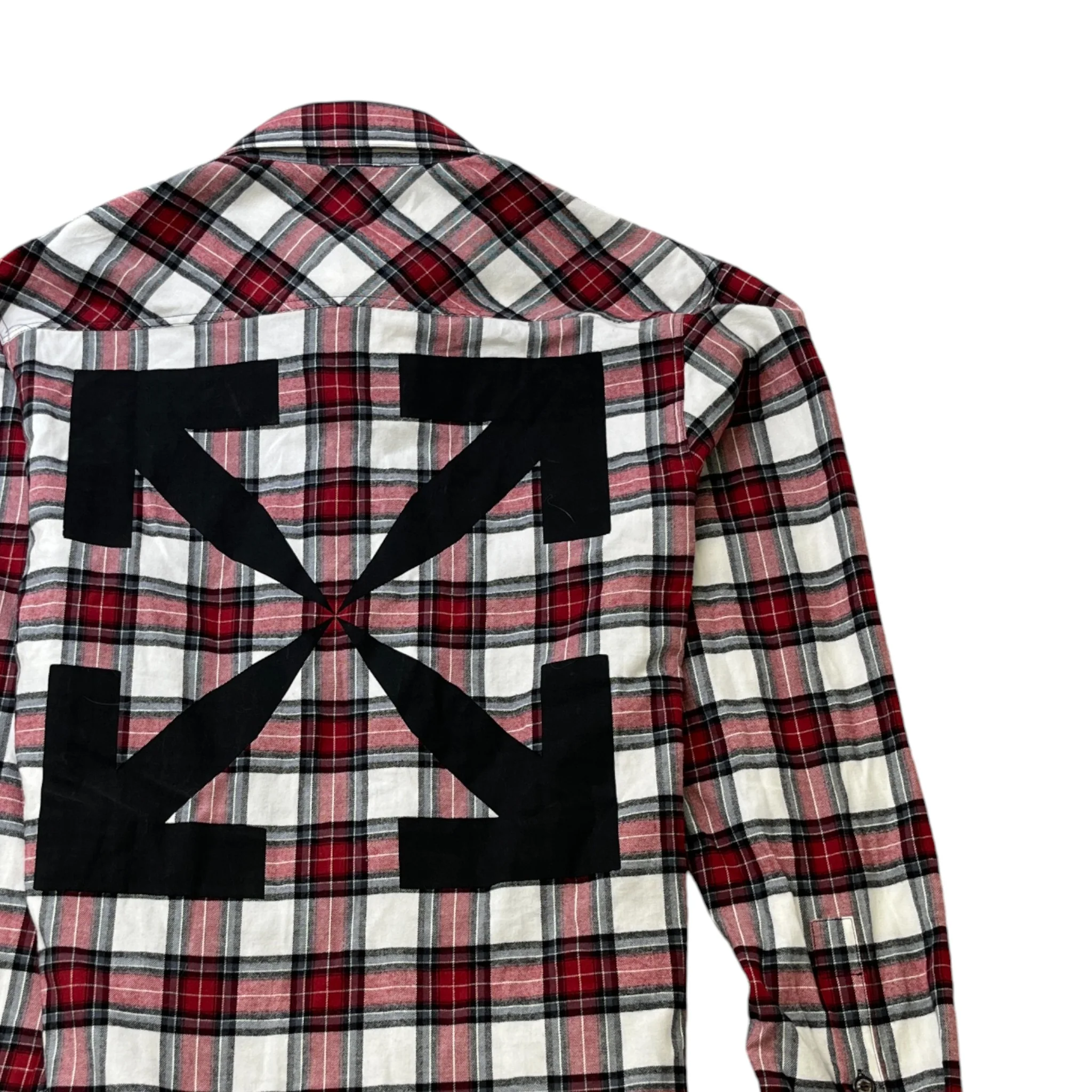 Men's Check Arrow Flannel Long Sleeve Shirt Red Size M - Image 4