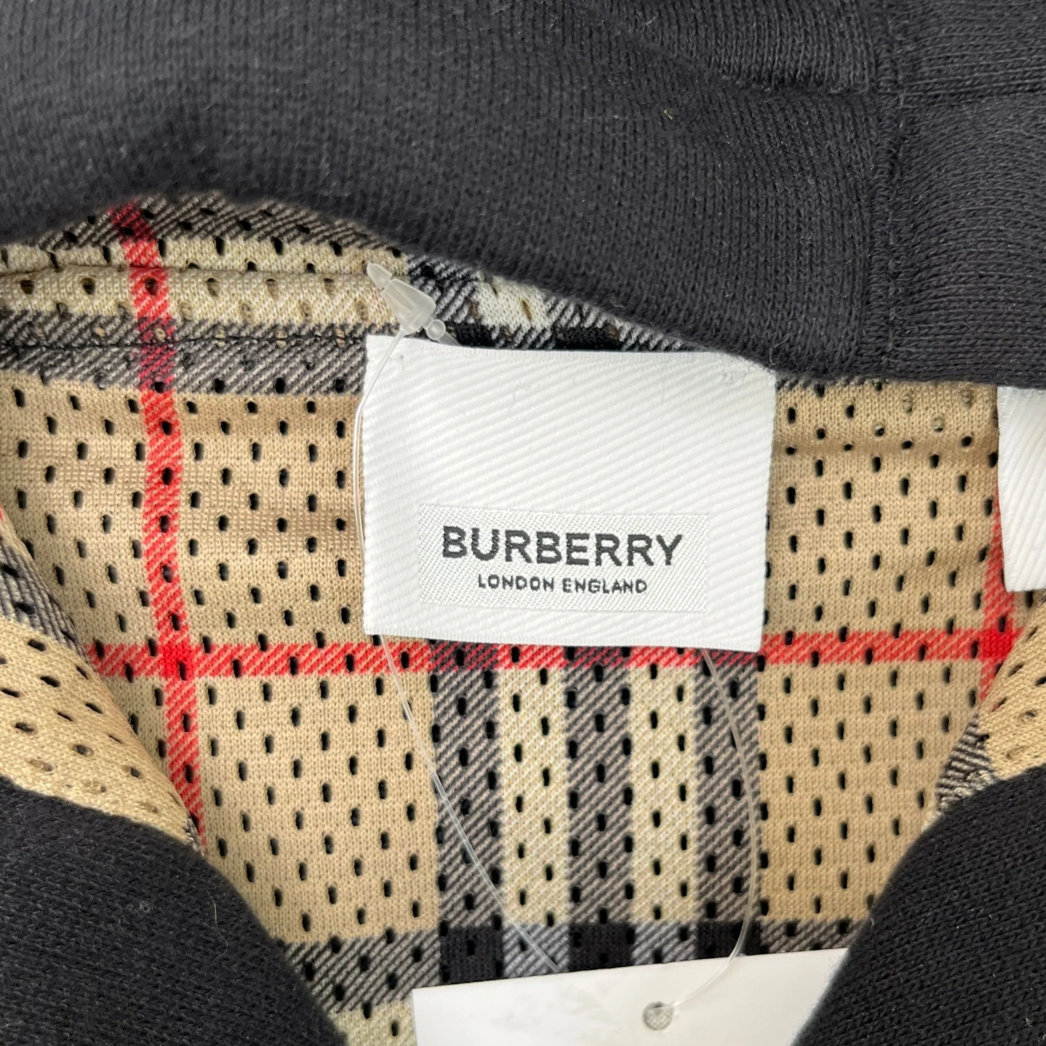 Men's Check Logo Print Hoodie Black Size XS - Image 7
