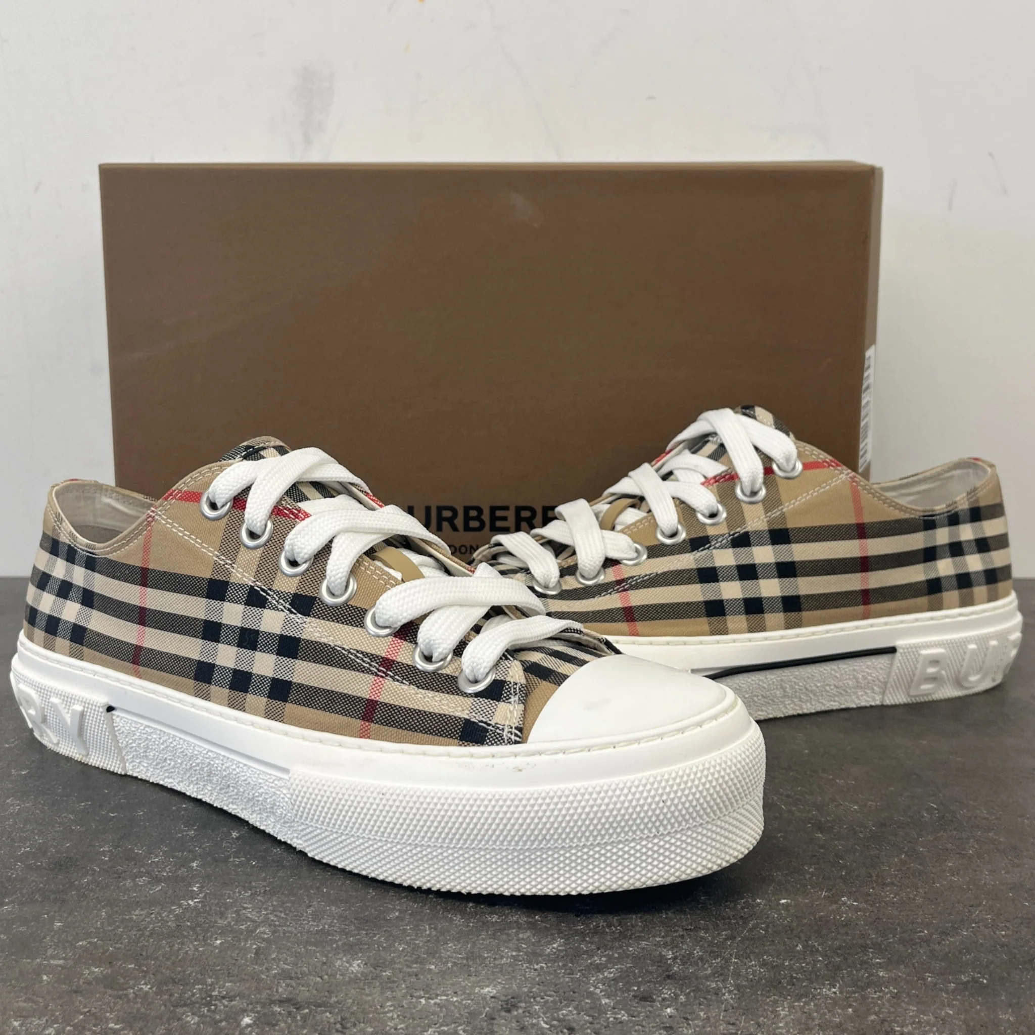 Men's Check Low Trainers Brown Size EU 43 / UK 9 - Image 12